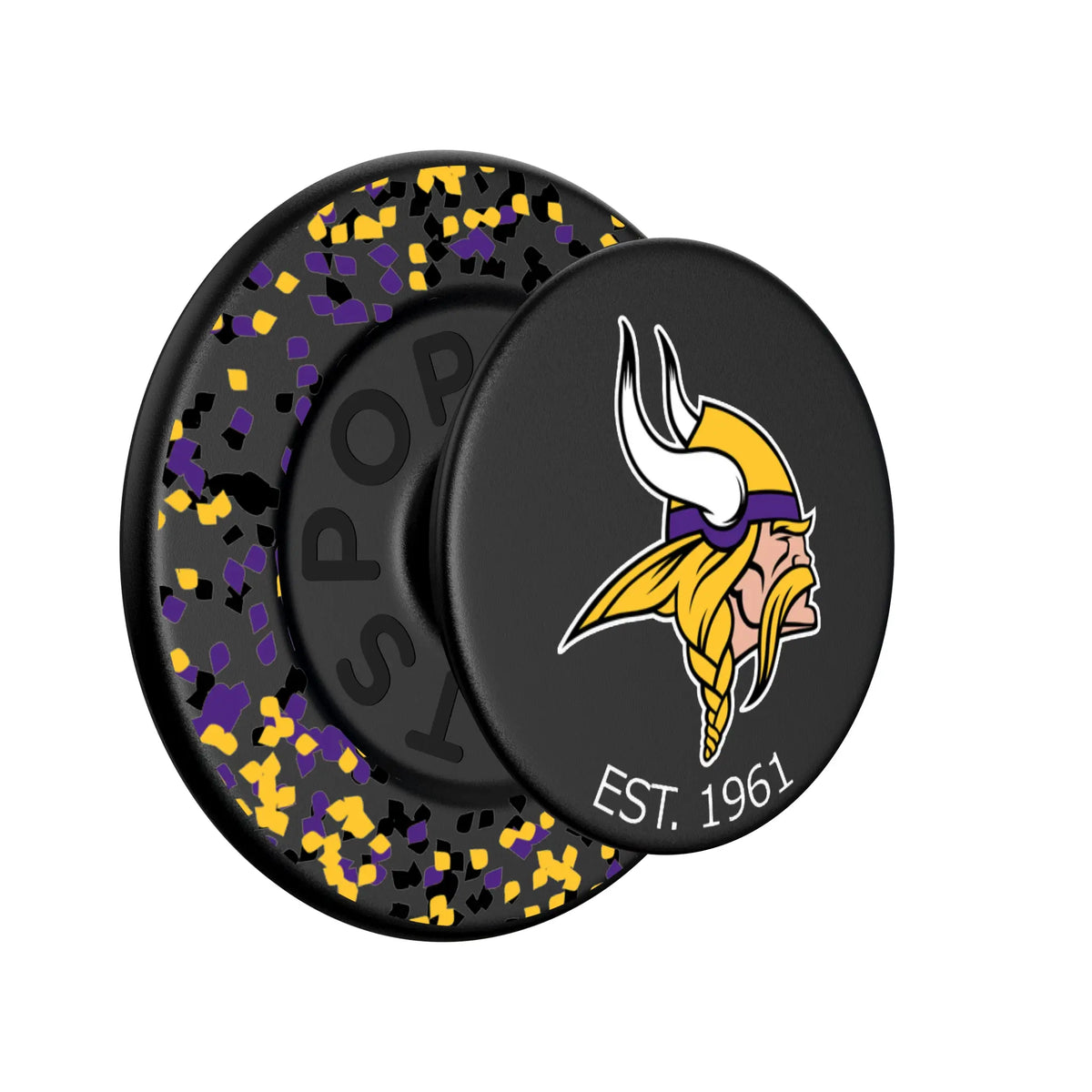 Minnesota Vikings Confetti Popsockets Round Magnetic - Isometric View