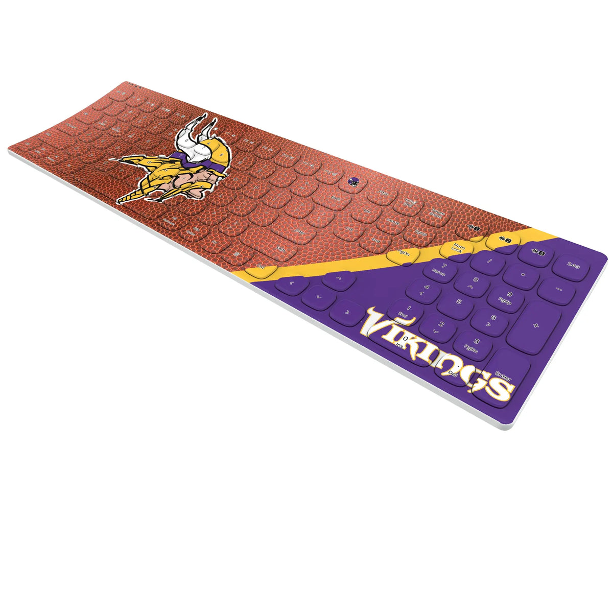 Minnesota Vikings Football KKB605 Curved Wireless Keyboard - Isometric View