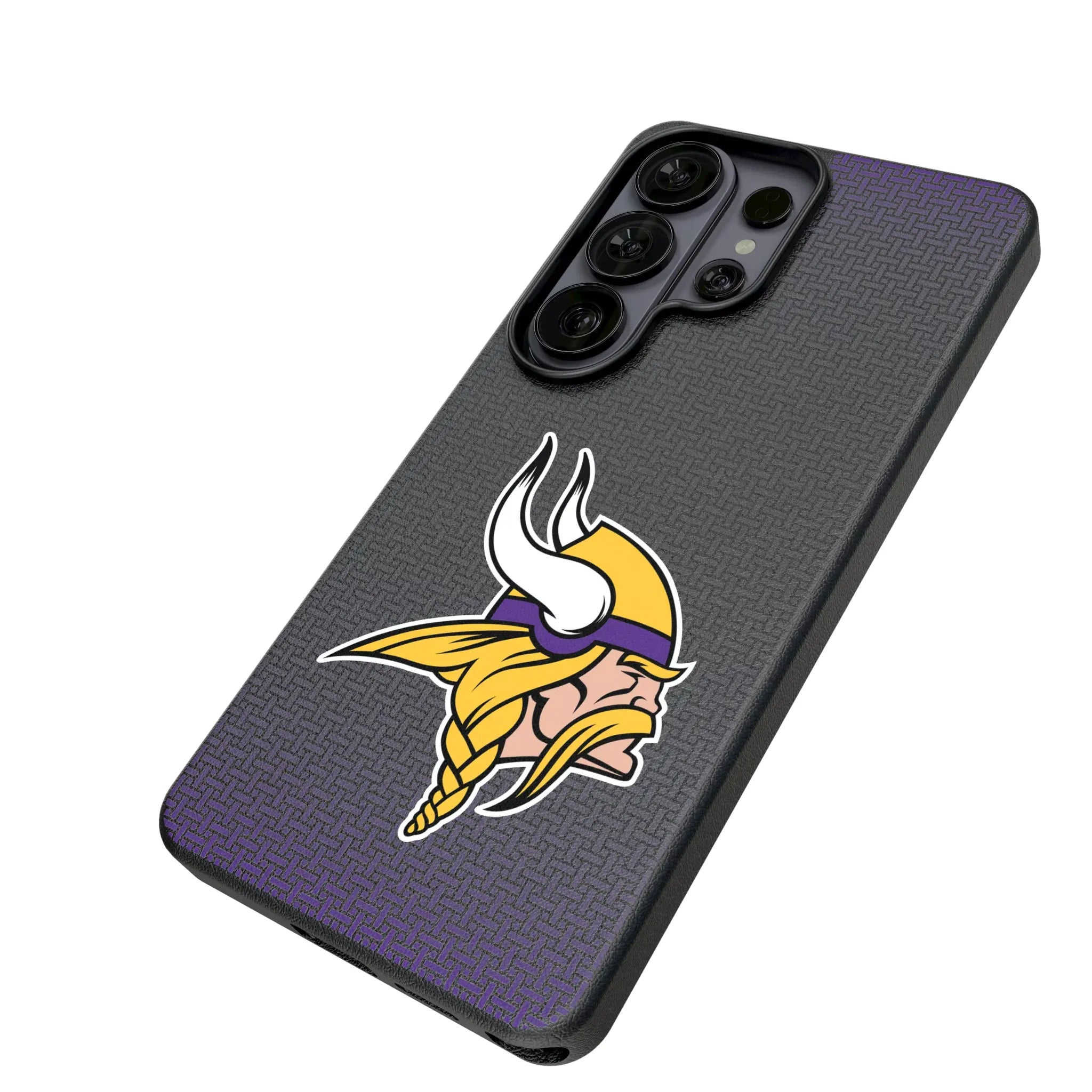 Minnesota Vikings Linen Galaxy MagSafe Compatible Phone Case for Samsung Galaxy - Isometric View#Device_Galaxy S26 Ultra