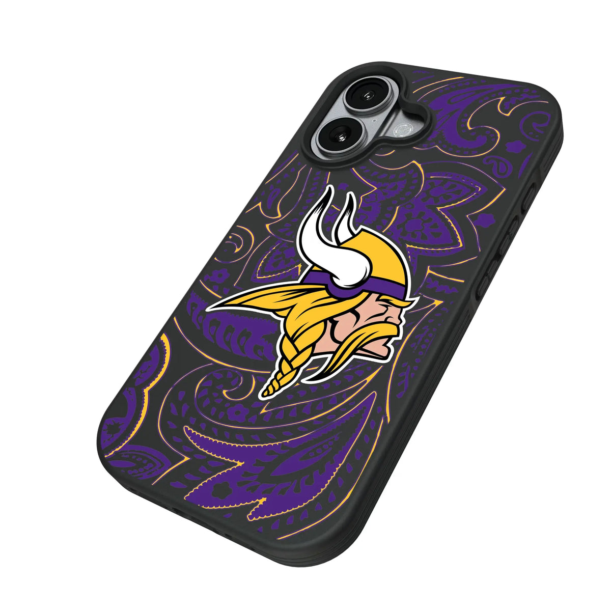Minnesota Vikings Paisley iPhone Bump Phone Case for Apple iPhone - Isometric View#Device_iPhone 17