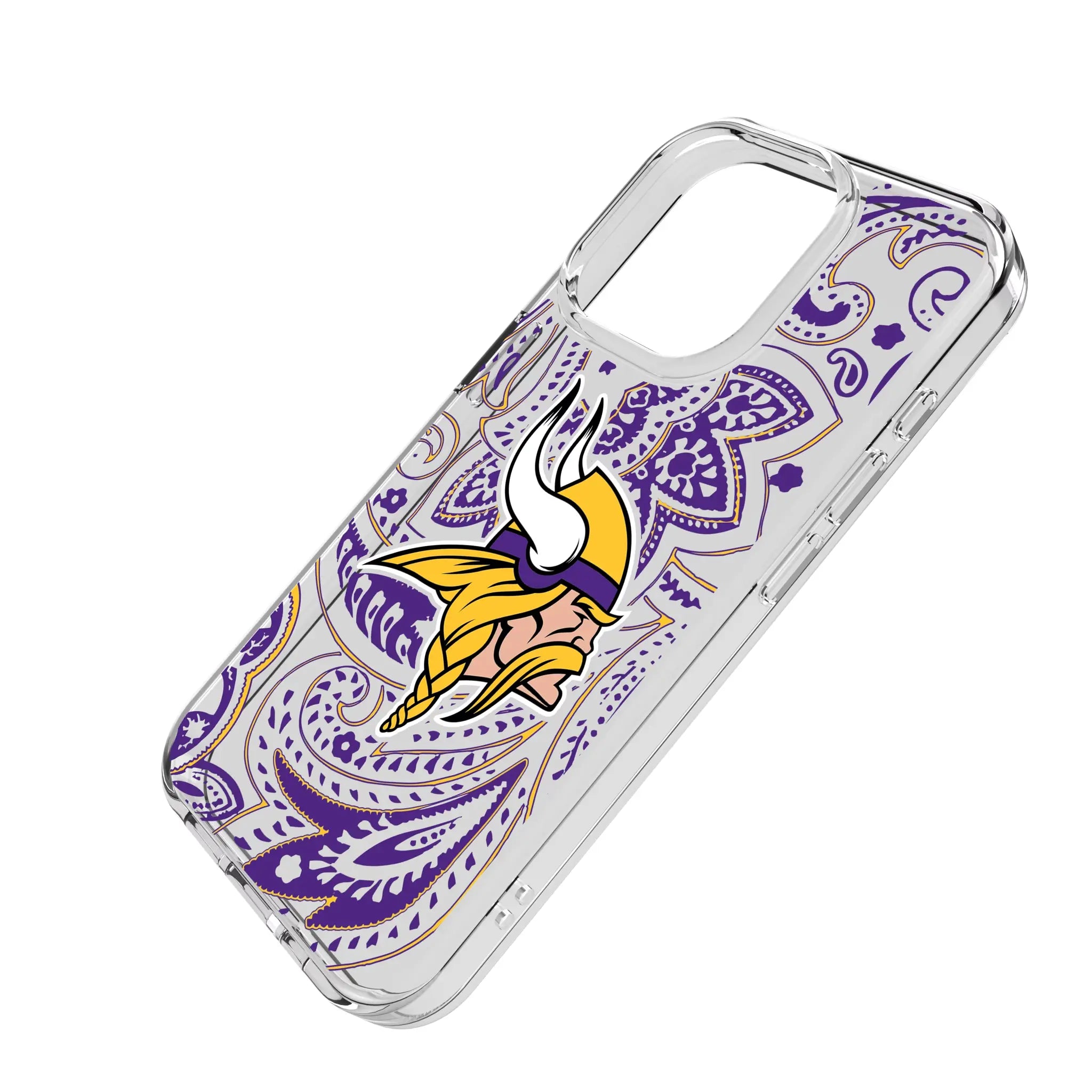 Minnesota Vikings Paisley iPhone Clear Phone Case for Apple iPhone - Isometric View