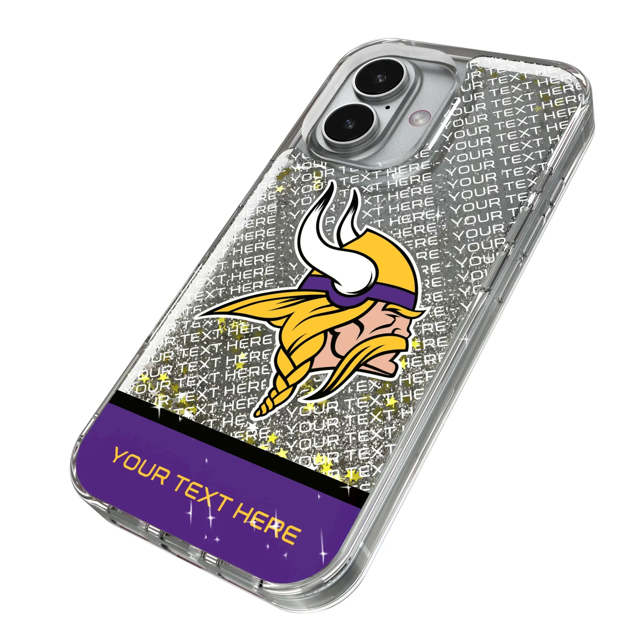 Minnesota Vikings Personalized EndZone Plus iPhone Glitter Phone Case for Apple iPhone - Isometric View