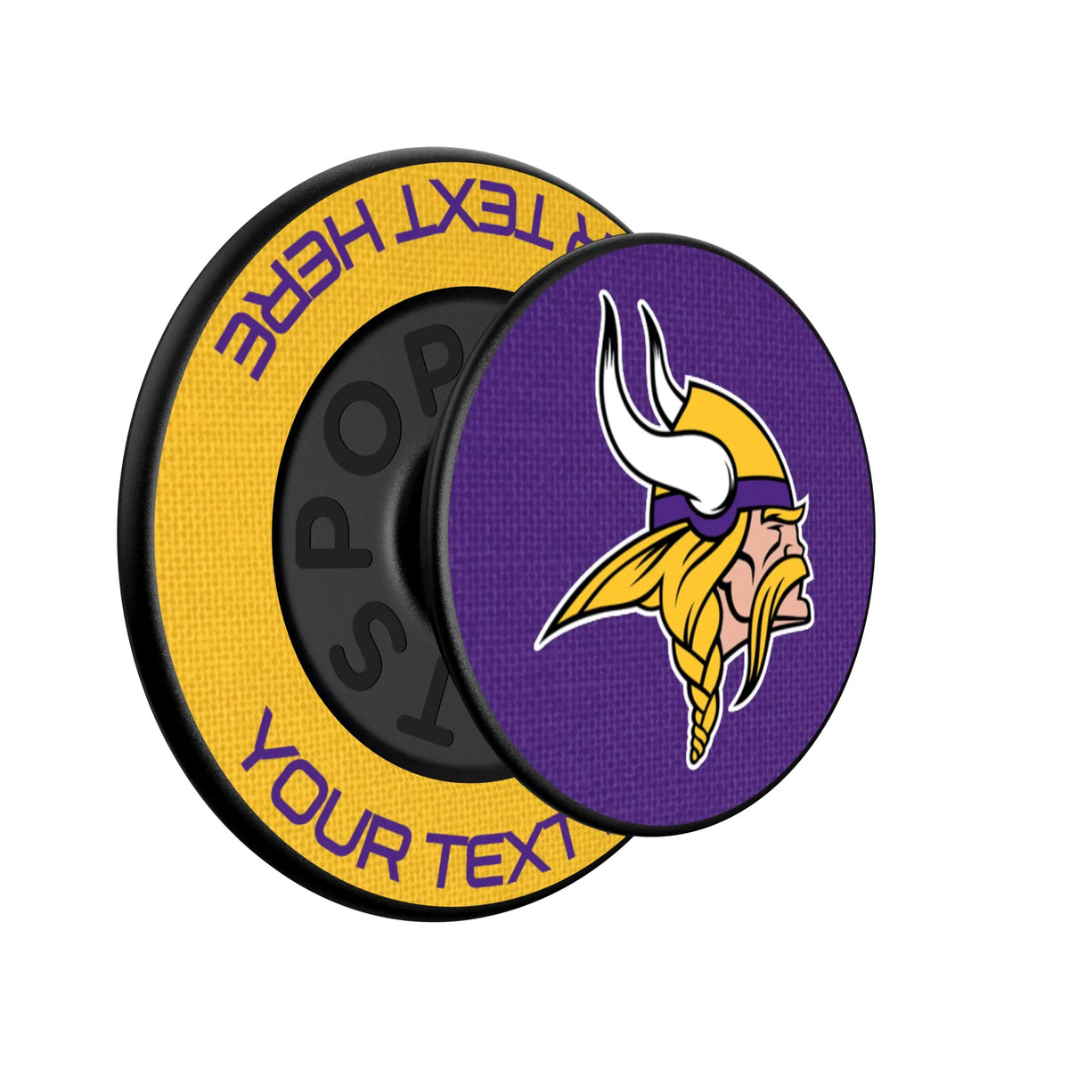 Minnesota Vikings Personalized Endzone Solid Popsockets Round Magnetic - Isometric View
