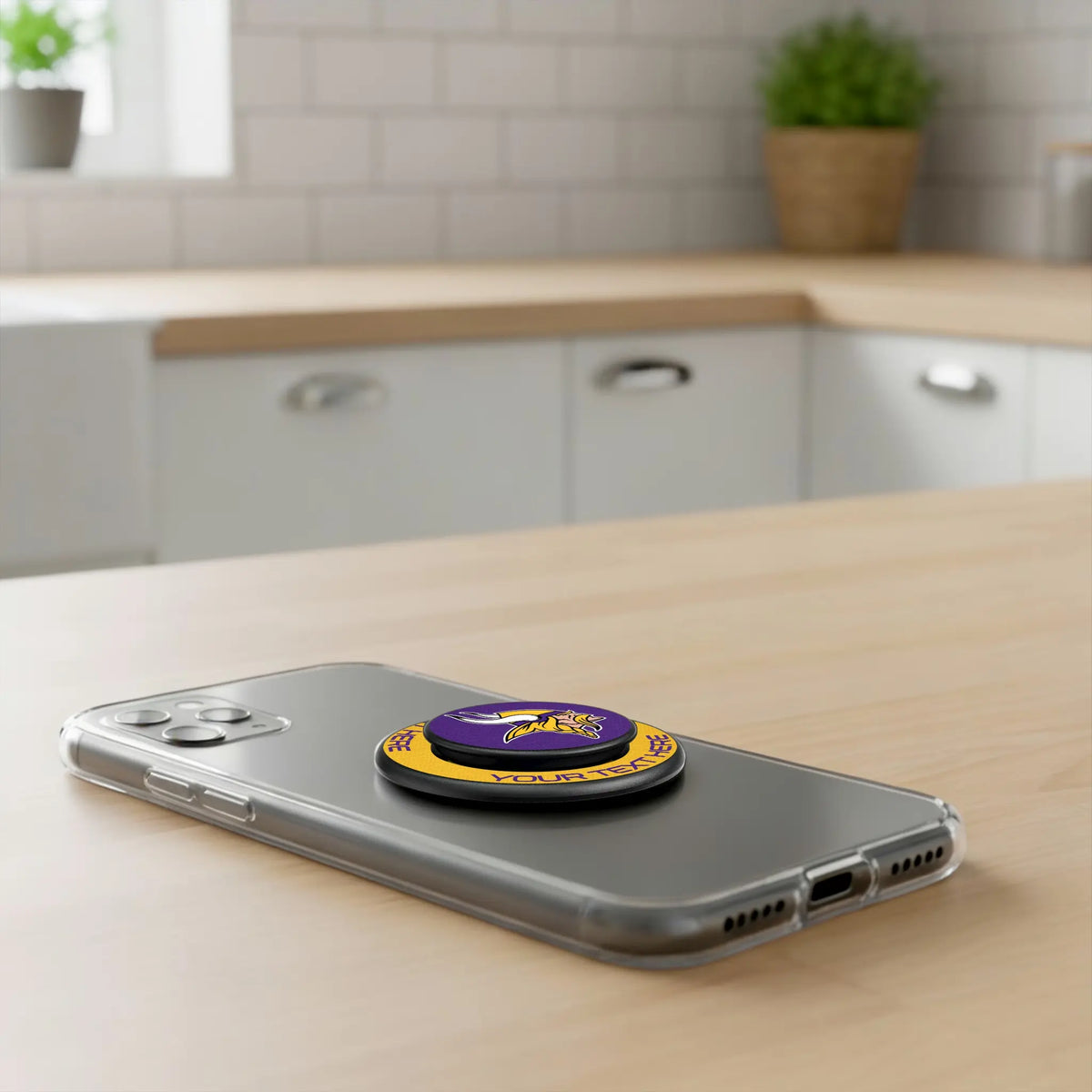 Minnesota Vikings Personalized Endzone Solid Popsockets Round Magnetic - Lifestyle