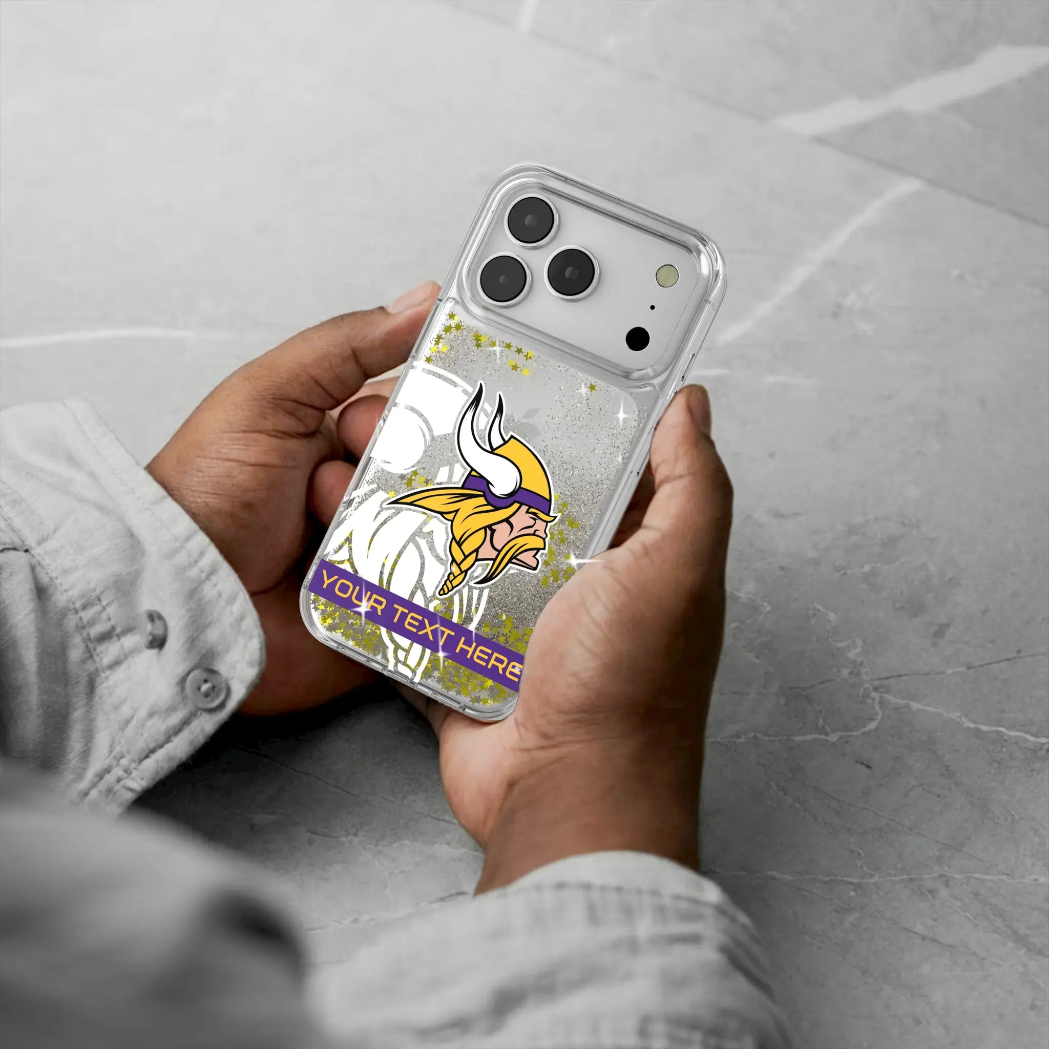 Minnesota Vikings Personalized Tilt iPhone Glitter Phone Case for Apple iPhone - Lifestyle#Device_iPhone 17 Pro