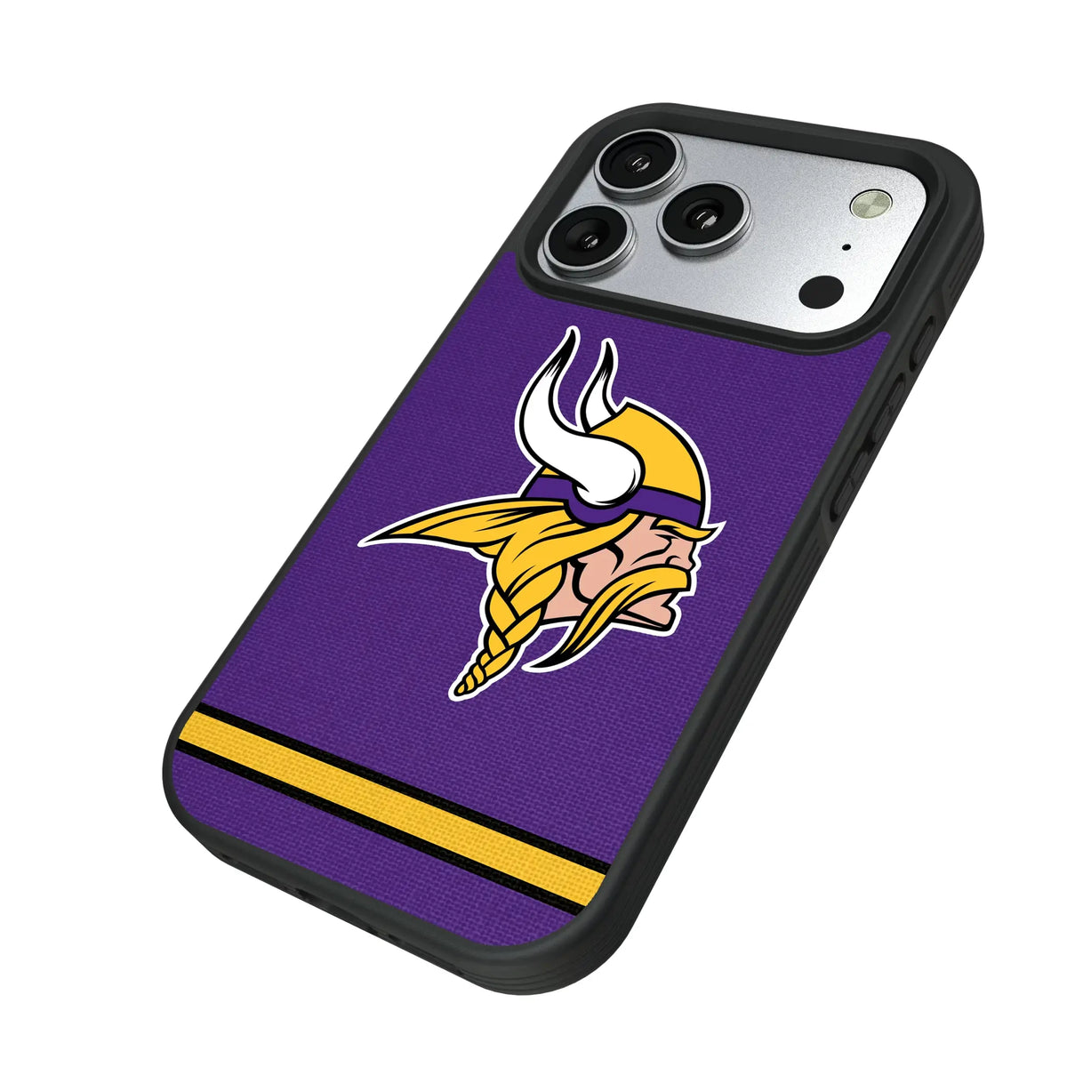 Minnesota Vikings Stripe iPhone Bump Phone Case for Apple iPhone - Isometric View#Device_iPhone 17 Pro