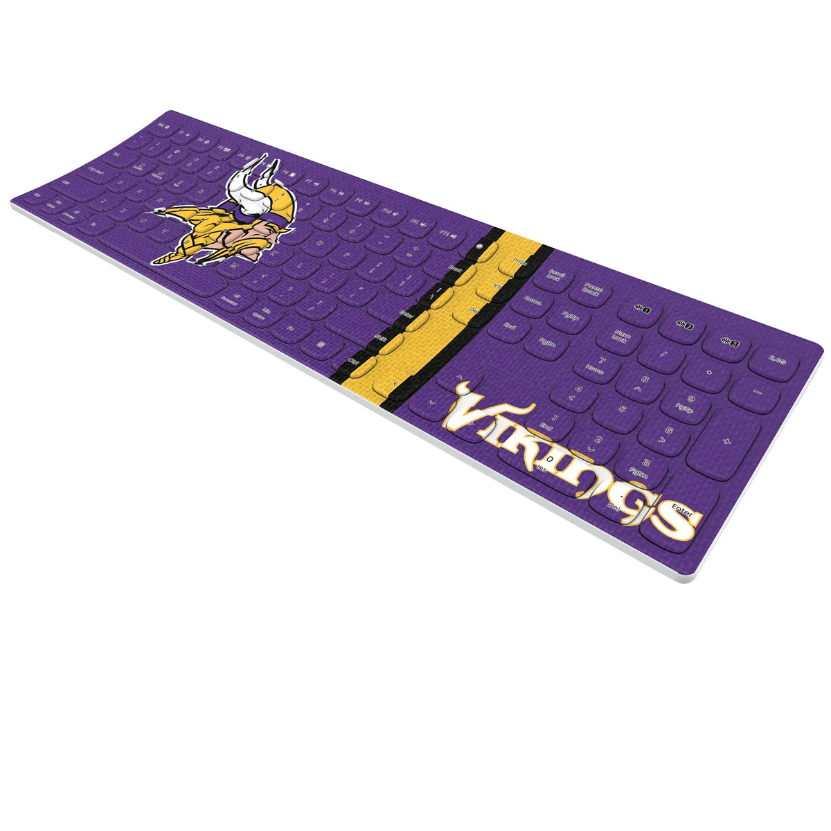 Minnesota Vikings Stripe KKB605 Curved Wireless Keyboard - Isometric View