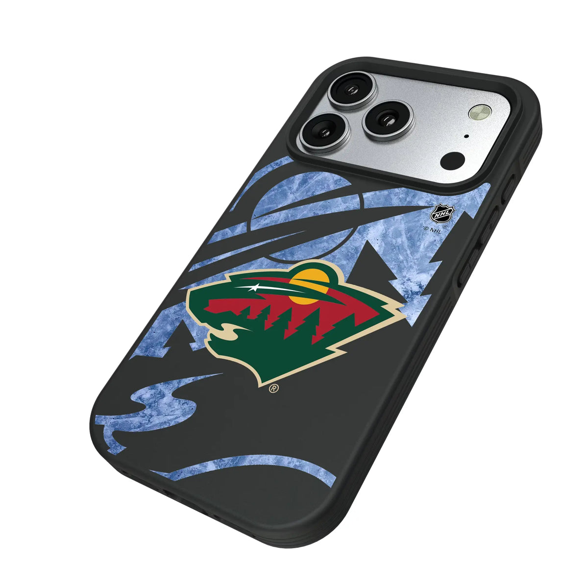 Minnesota Wild Ice Tilt iPhone Bump Phone Case for Apple iPhone - Isometric View#Device_iPhone 17 Pro