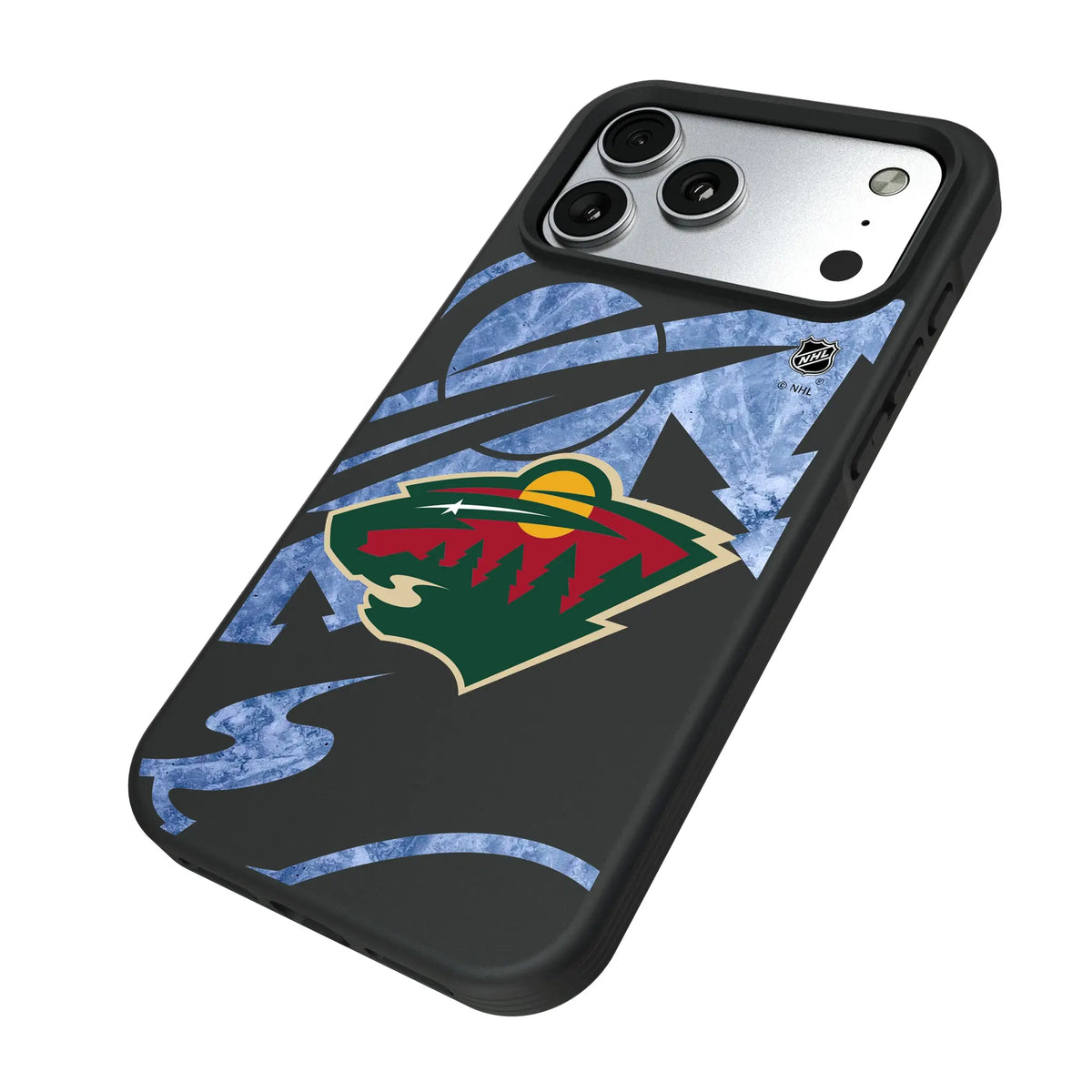Minnesota Wild Ice Tilt iPhone Bump Phone Case for Apple iPhone - Isometric View#Device_iPhone 17 Pro Max