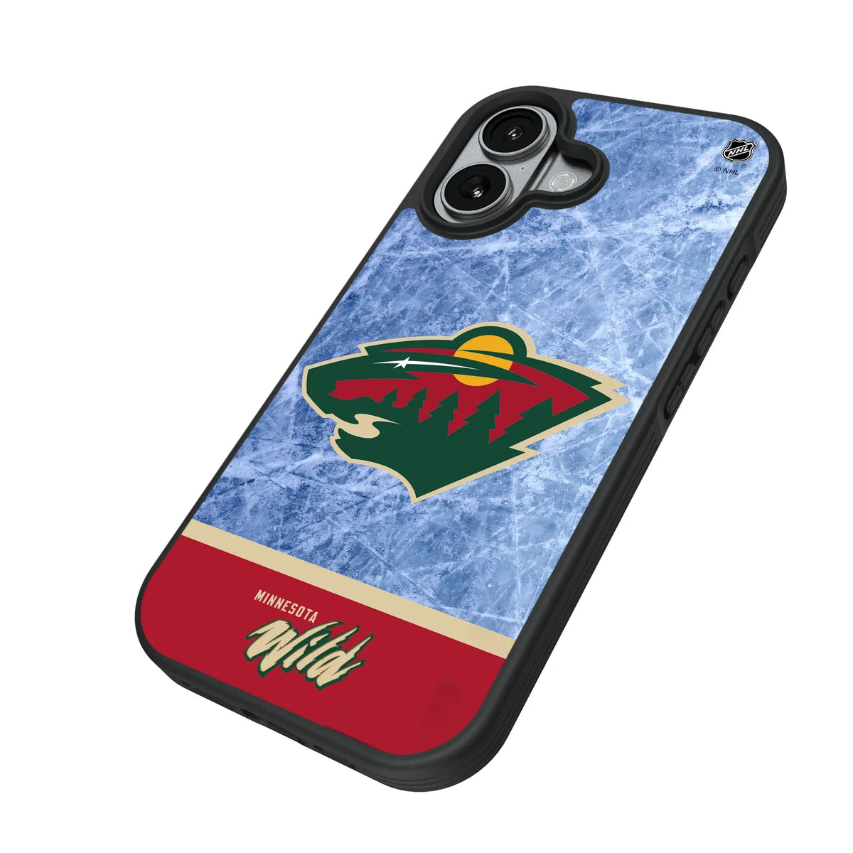 Minnesota Wild Ice Wordmark iPhone Bump Phone Case for Apple iPhone - Isometric View#Device_iPhone 17
