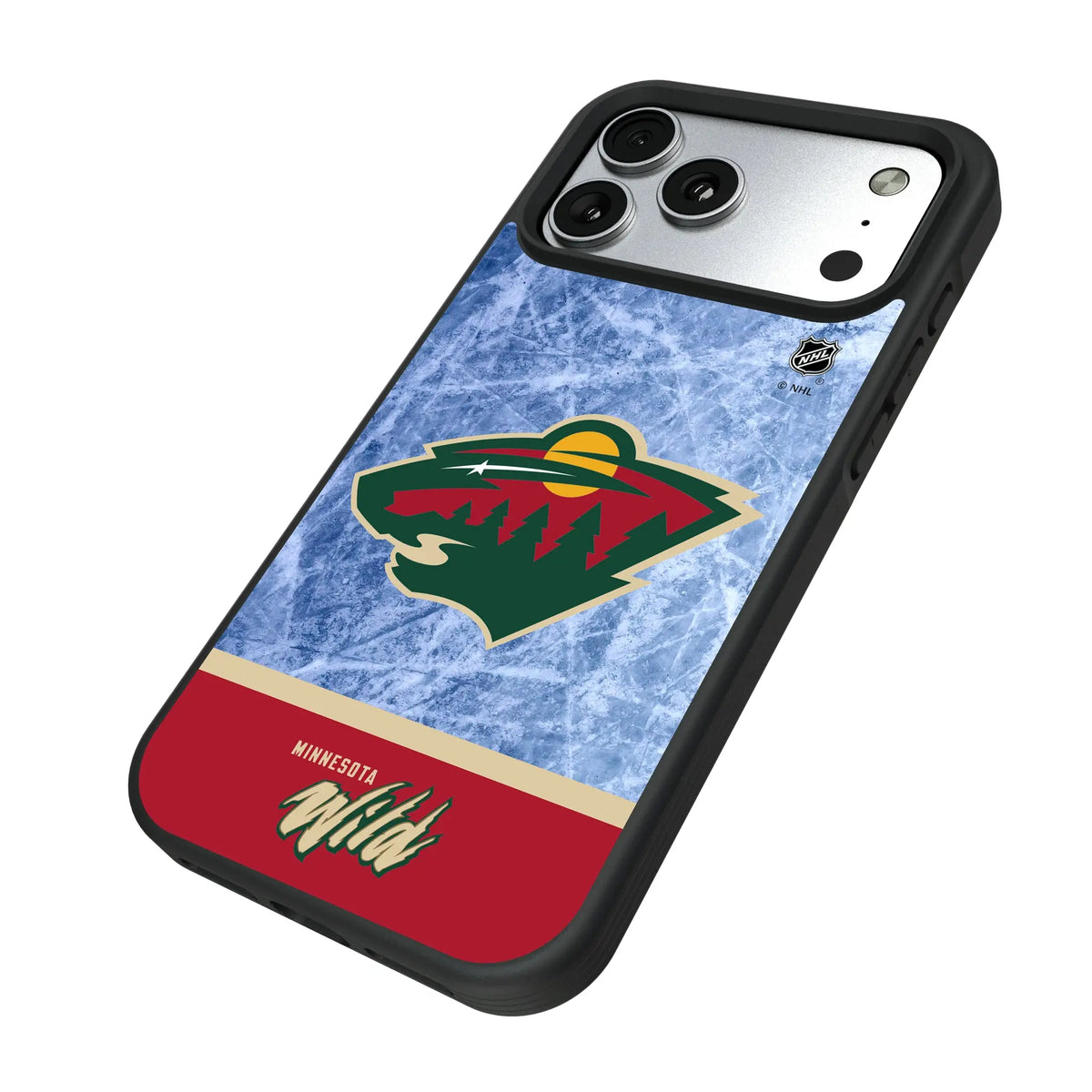 Minnesota Wild Ice Wordmark iPhone Bump Phone Case for Apple iPhone - Isometric View#Device_iPhone 17 Pro Max