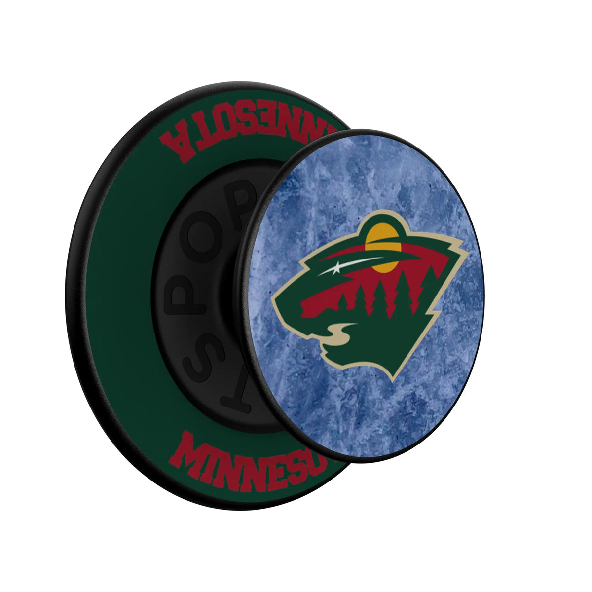 Minnesota Wild Ice Wordmark Popsockets Round Magnetic - Isometric View