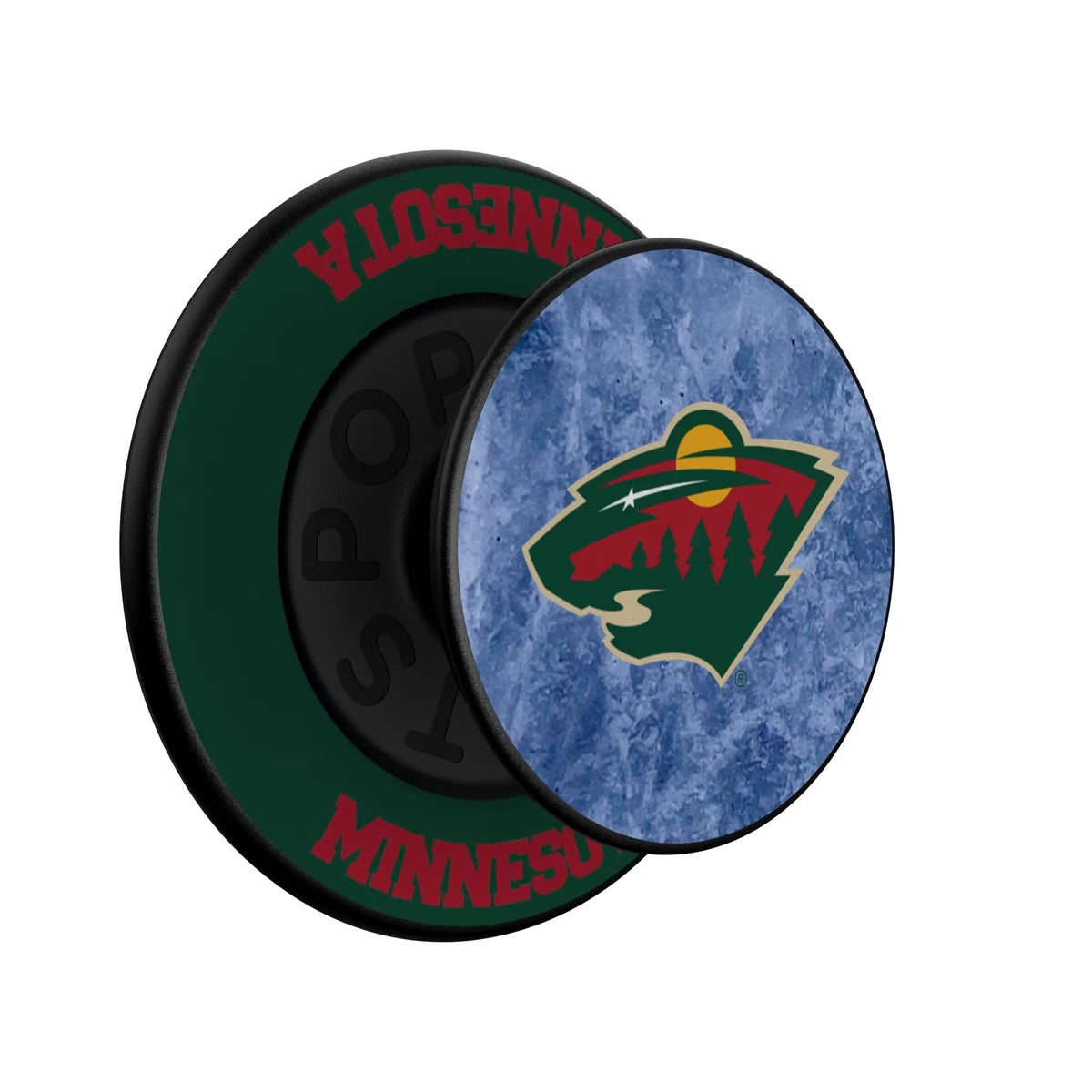 Minnesota Wild Ice Wordmark Popsockets Round Magnetic - Isometric View