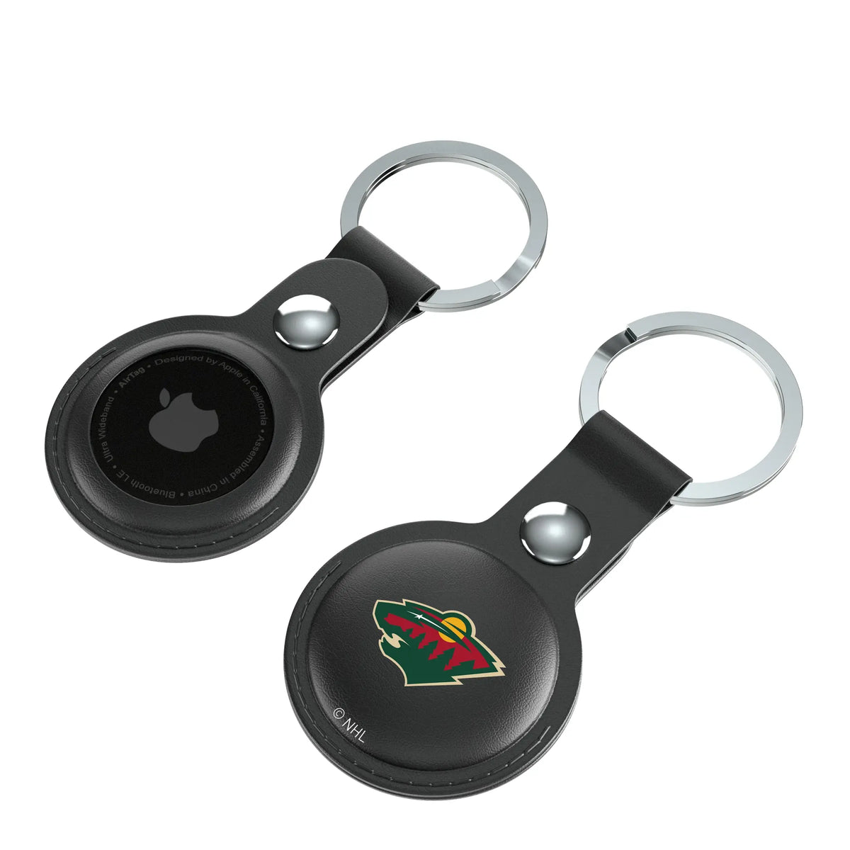 Minnesota Wild Insignia AirTag Black Airtag Holder 2-Pack - Isometric View