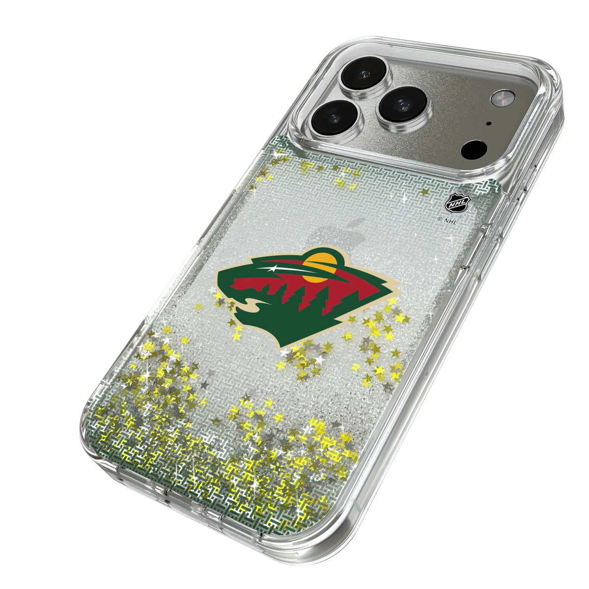 Minnesota Wild Linen iPhone Glitter Phone Case for Apple iPhone - Isometric View#Device_iPhone 17 Pro
