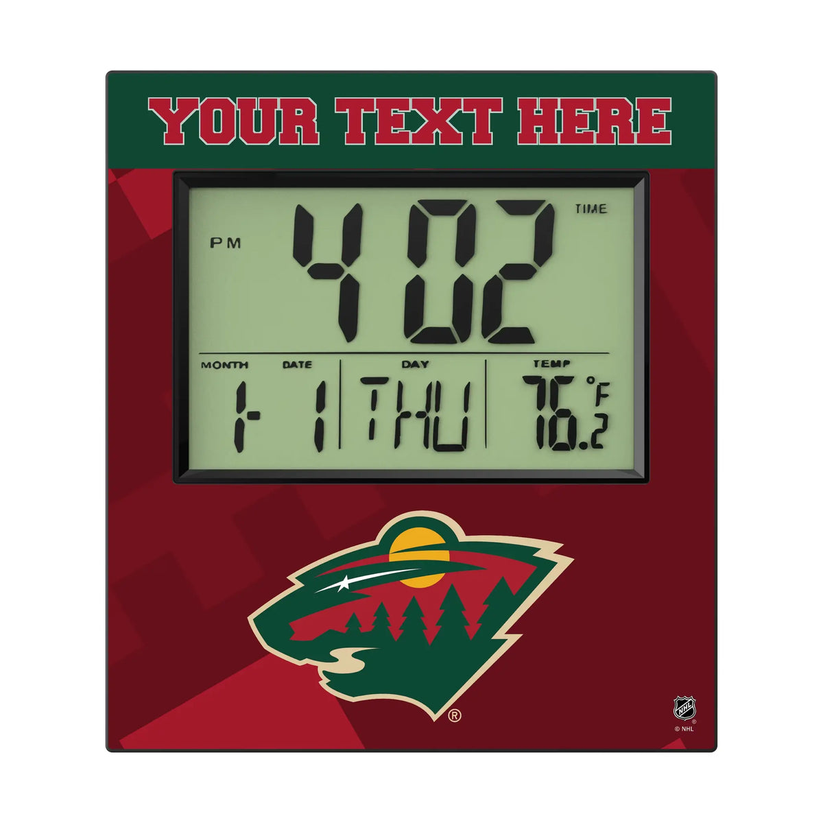 Minnesota Wild Personalized Color Block Wall Clock