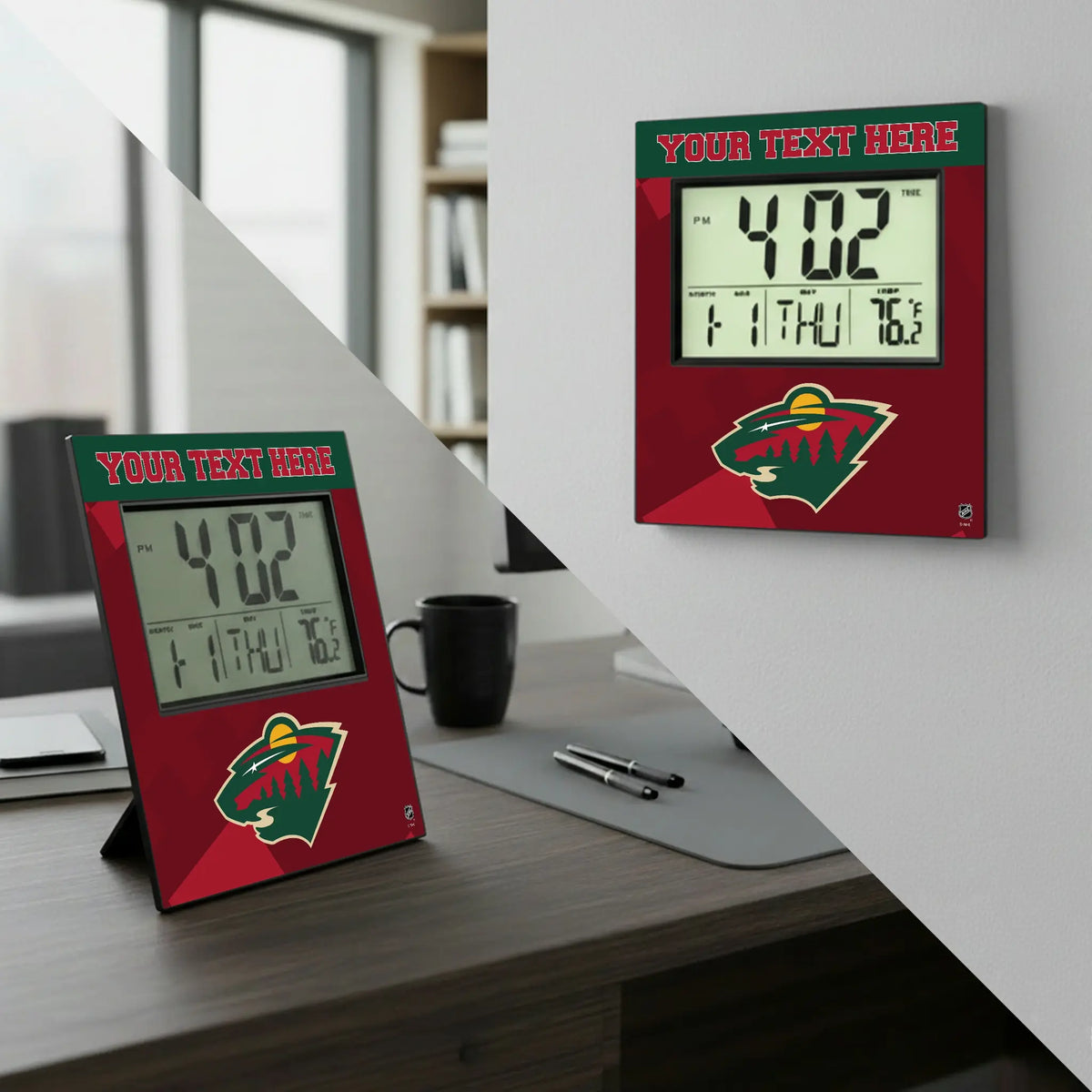 Minnesota Wild Personalized Color Block Wall Clock - Lifestyle
