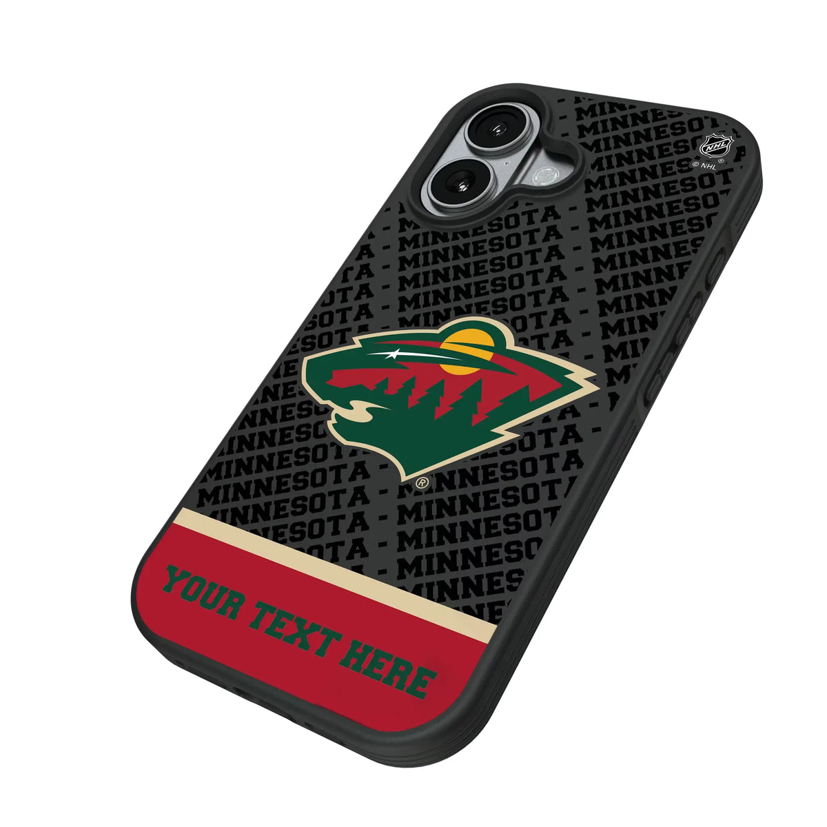 Minnesota Wild Personalized EndZone Plus iPhone Bump Phone Case for Apple iPhone - Isometric View#Device_iPhone 17