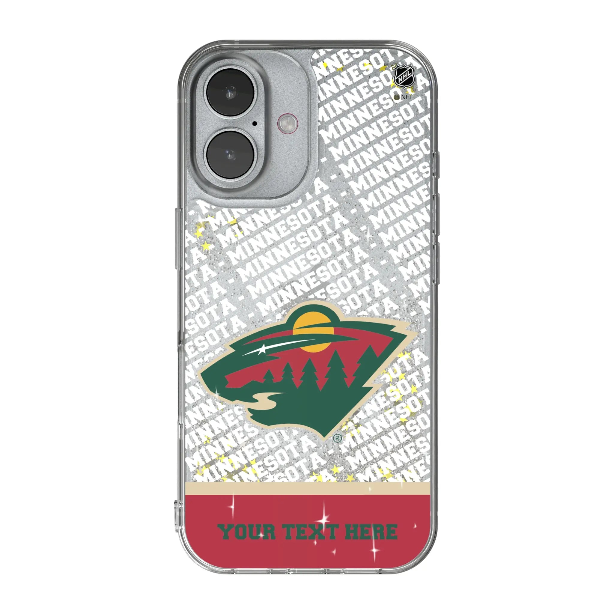 Minnesota Wild Personalized EndZone Plus iPhone Glitter Phone Case for Apple iPhone
