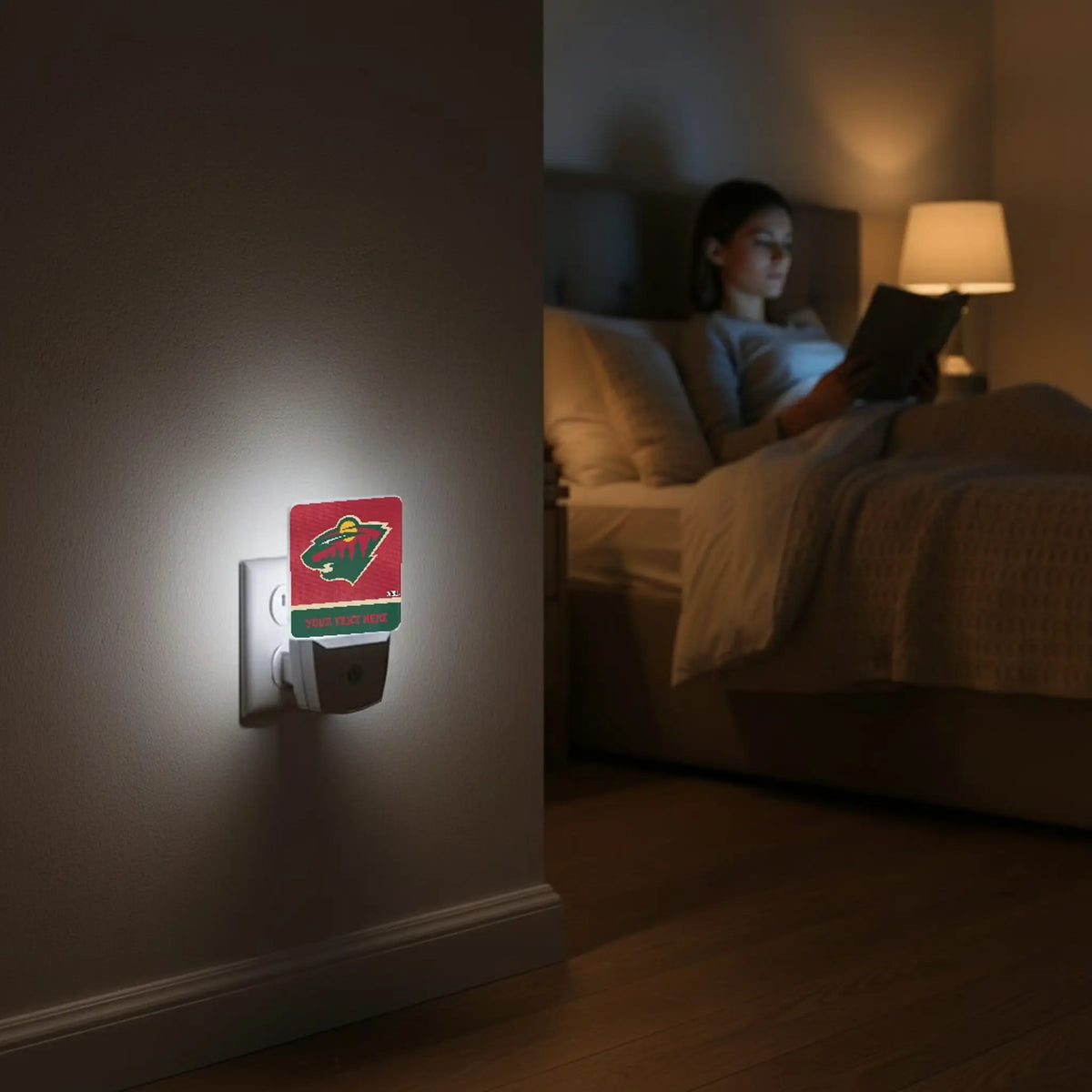 Minnesota Wild Personalized Endzone Solid Night Light 2-Pack - Lifestyle