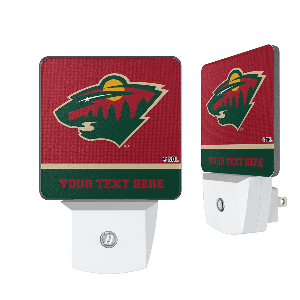 Minnesota Wild Personalized Endzone Solid Night Light 2-Pack