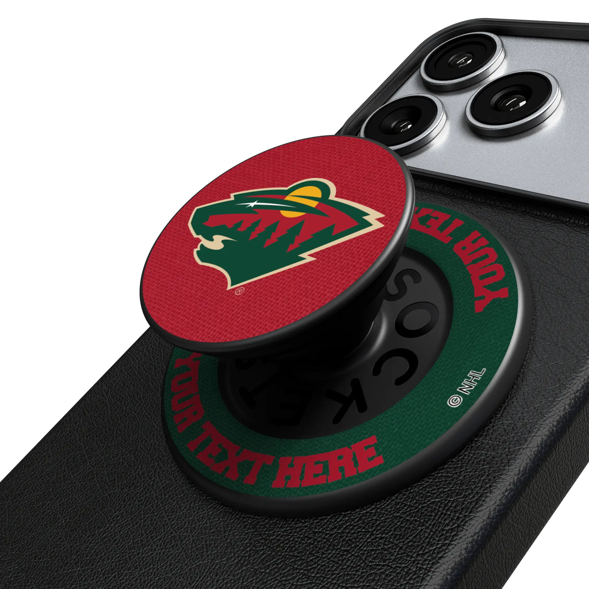 Minnesota Wild Personalized Endzone Solid Popsockets Round Magnetic