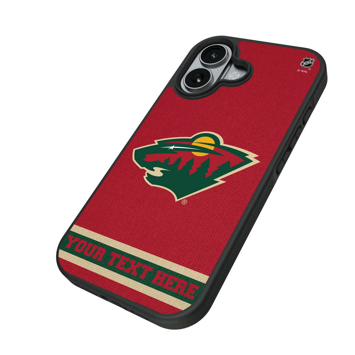 Minnesota Wild Personalized Stripe iPhone Bump Phone Case for Apple iPhone - Isometric View#Device_iPhone 17