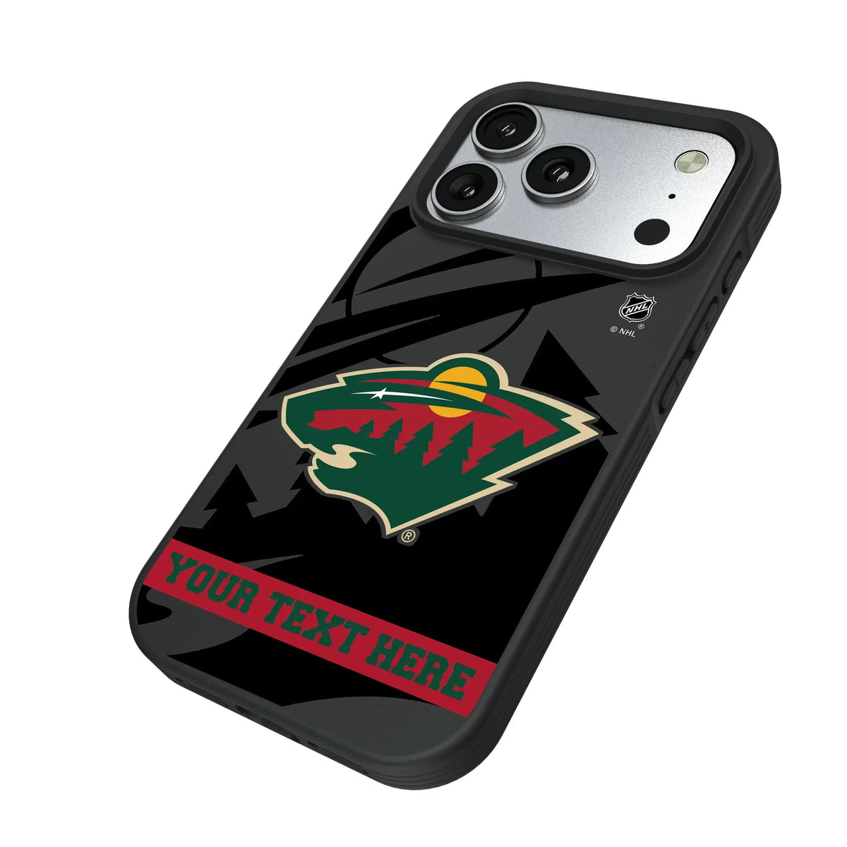 Minnesota Wild Personalized Tilt iPhone Bump Phone Case for Apple iPhone - Isometric View#Device_iPhone 17 Pro