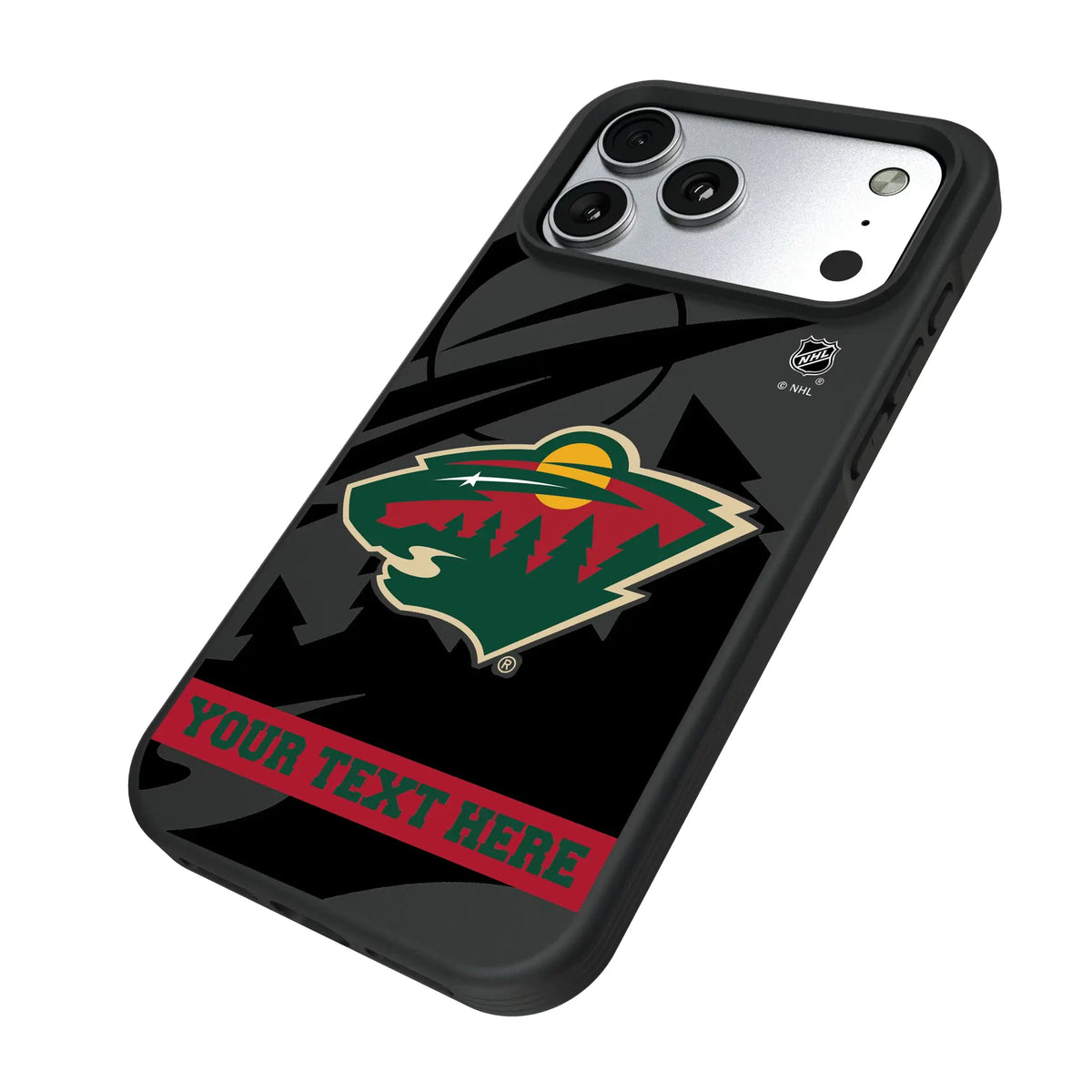 Minnesota Wild Personalized Tilt iPhone Bump Phone Case for Apple iPhone - Isometric View#Device_iPhone 17 Pro Max