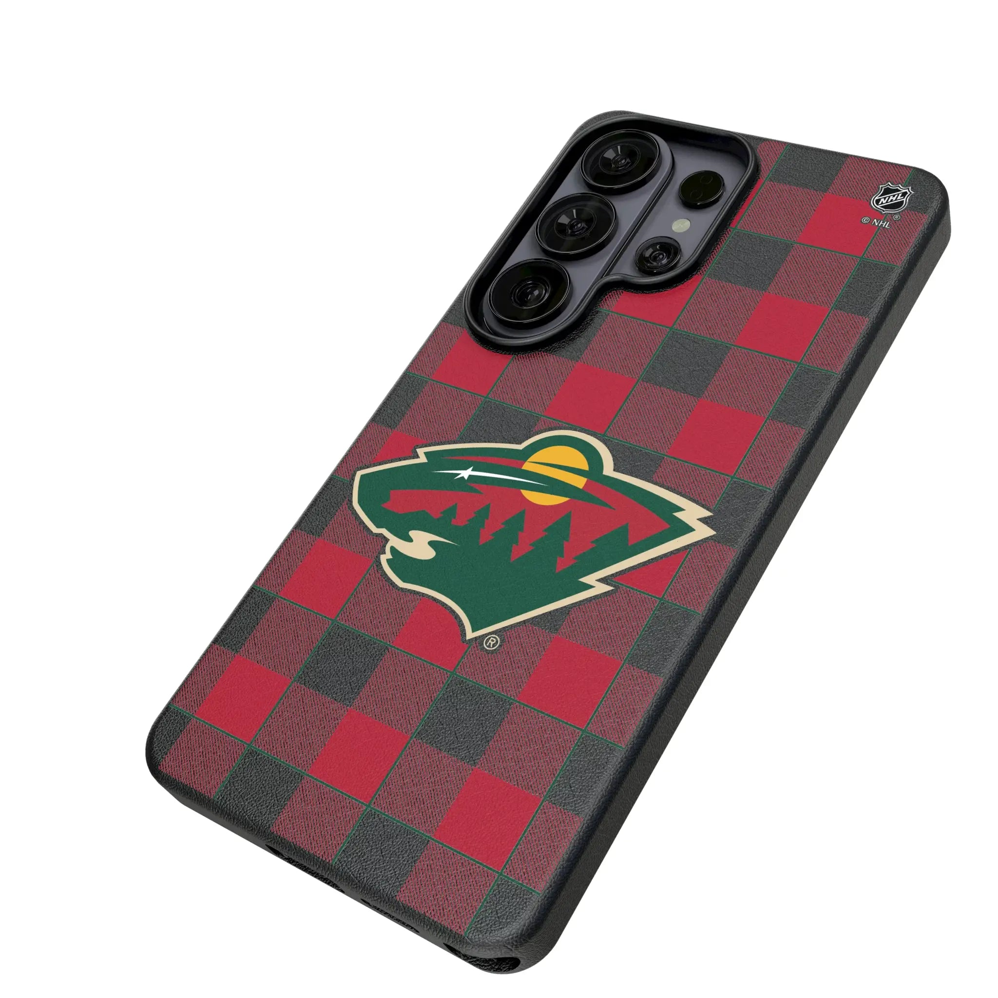 Minnesota Wild Plaid Galaxy MagSafe Compatible Phone Case for Samsung Galaxy - Isometric View#Device_Galaxy S26 Ultra