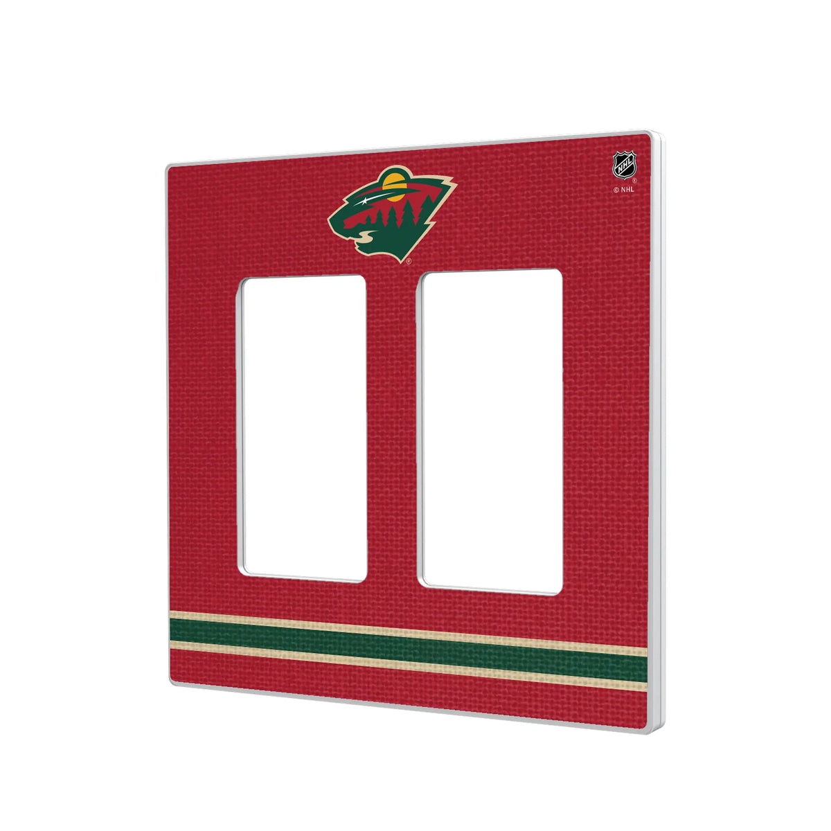 Minnesota Wild Stripe Hidden-Screw Light Switch Plate#Style_Double Rocker