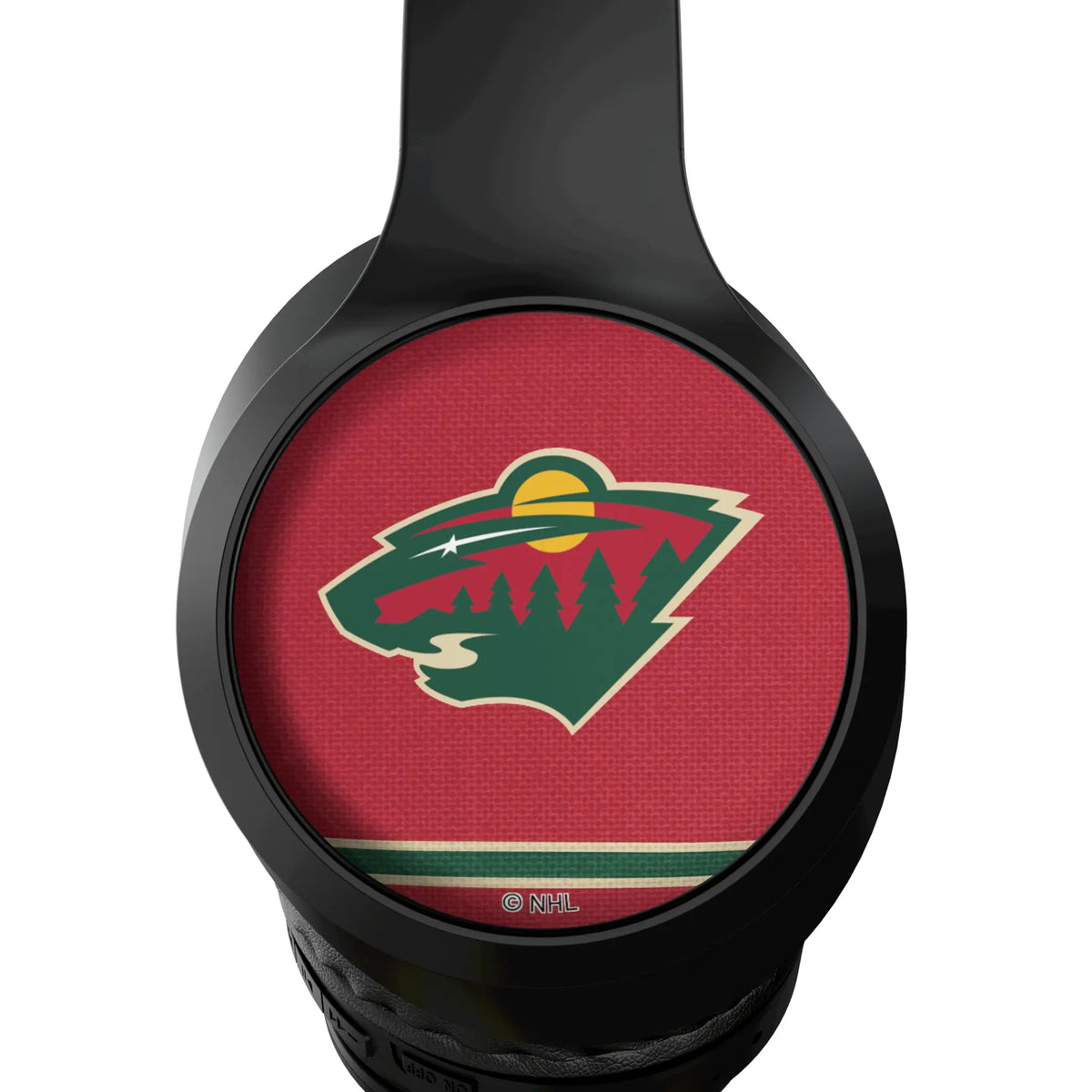 Minnesota Wild Stripe Wireless Over-Ear Headphones With Case - Detail