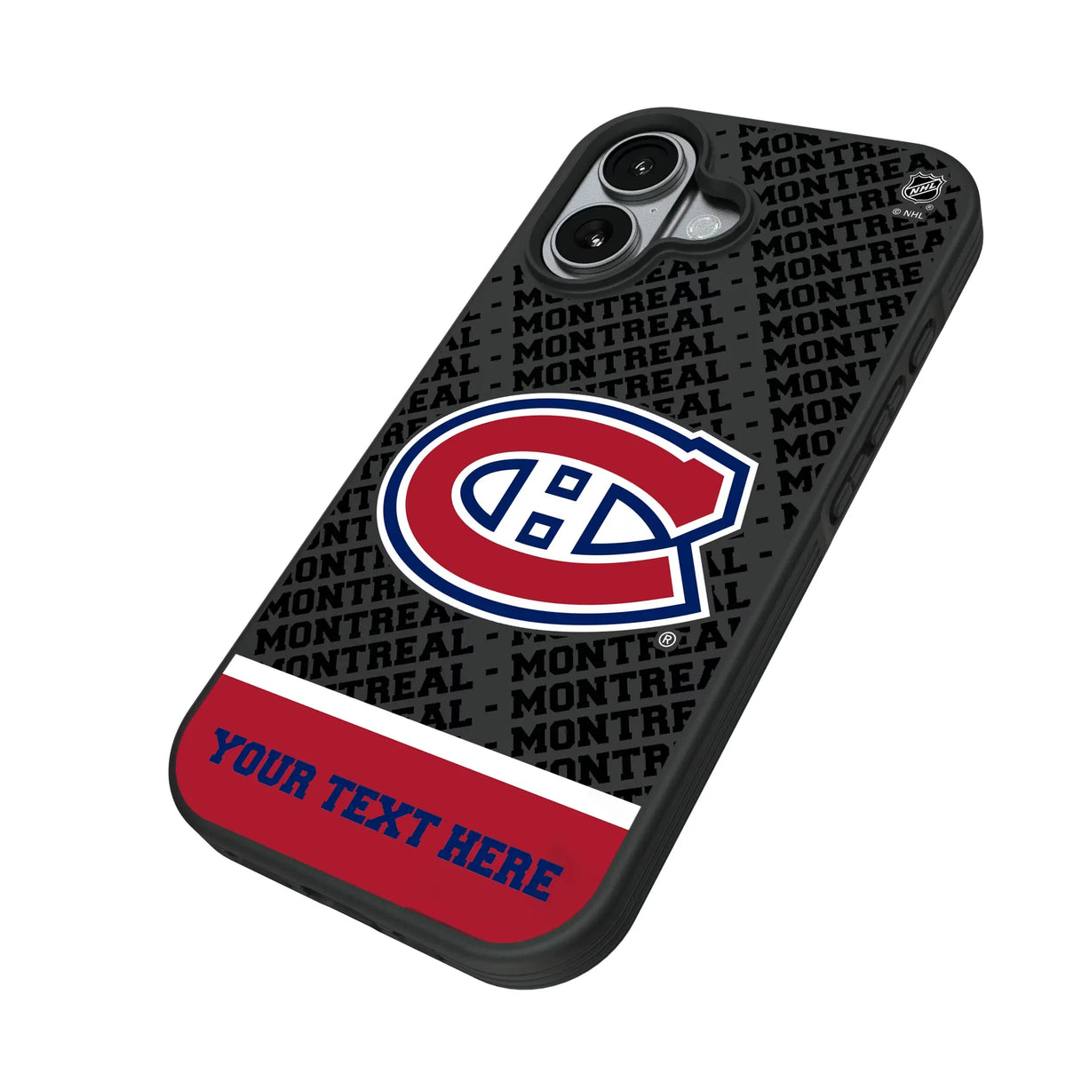 Montreal Canadiens Personalized EndZone Plus iPhone Bump Phone Case for Apple iPhone - Isometric View#Device_iPhone 17