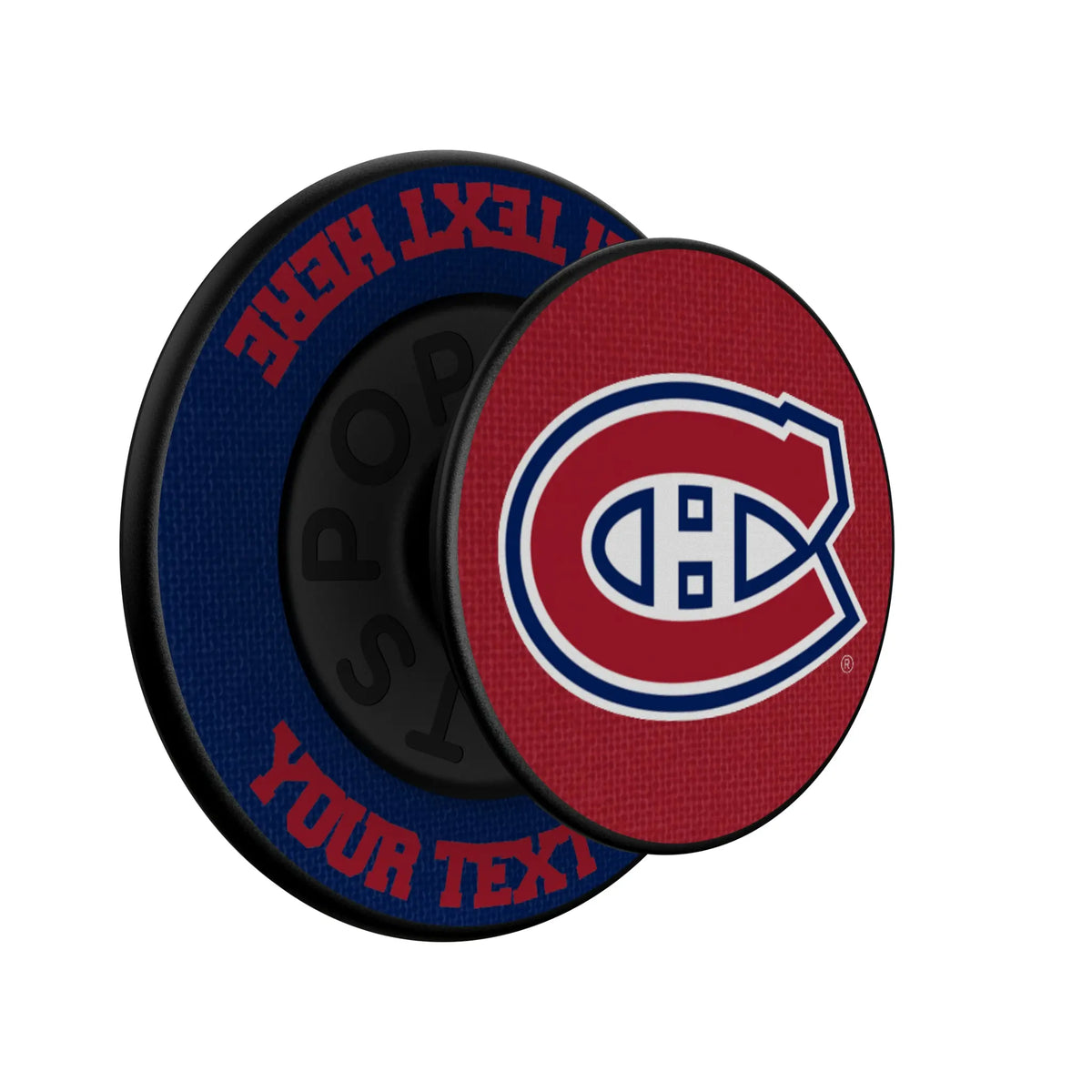 Montreal Canadiens Personalized Endzone Solid Popsockets Round Magnetic - Isometric View