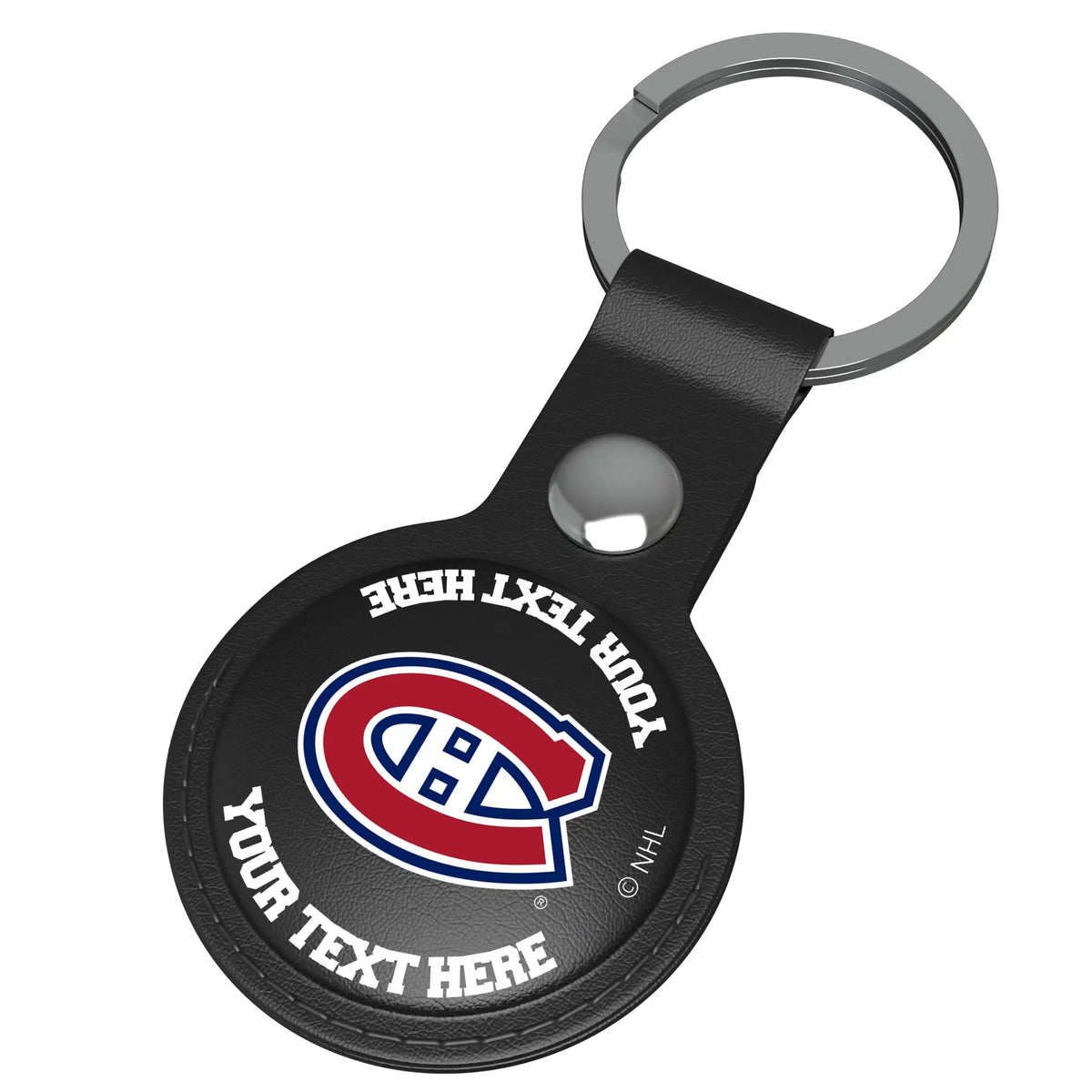 Montreal Canadiens Personalized Insignia AirTag Black Airtag Holder - Isometric View
