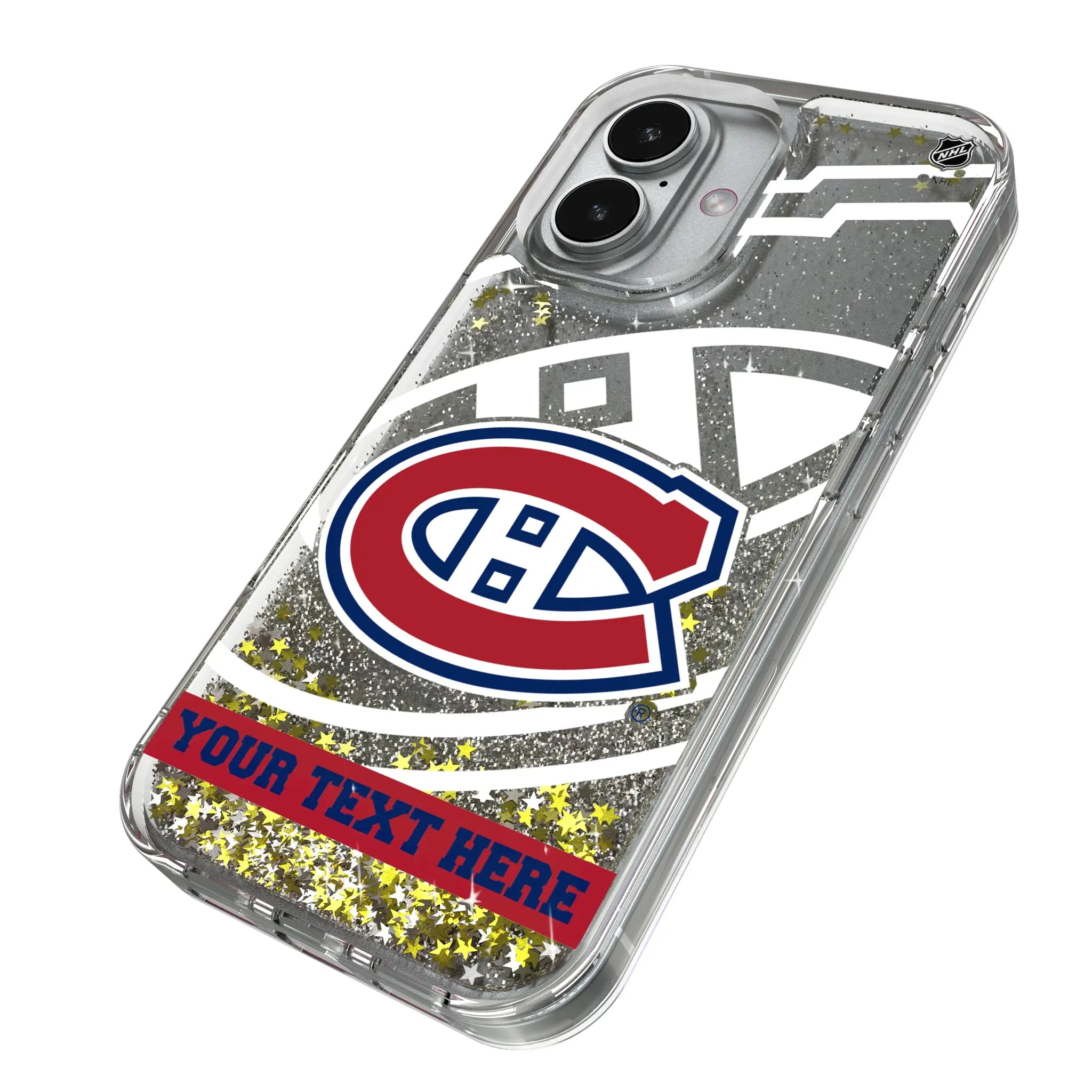 Montreal Canadiens Personalized Tilt iPhone Glitter Phone Case for Apple iPhone - Isometric View