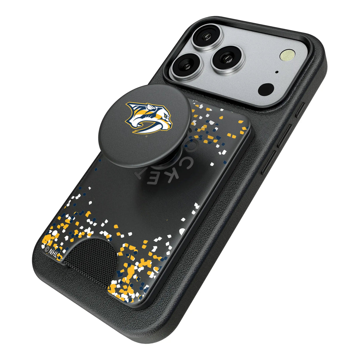 Nashville Predators Confetti Popsockets Wallet Magnetic - Isometric View