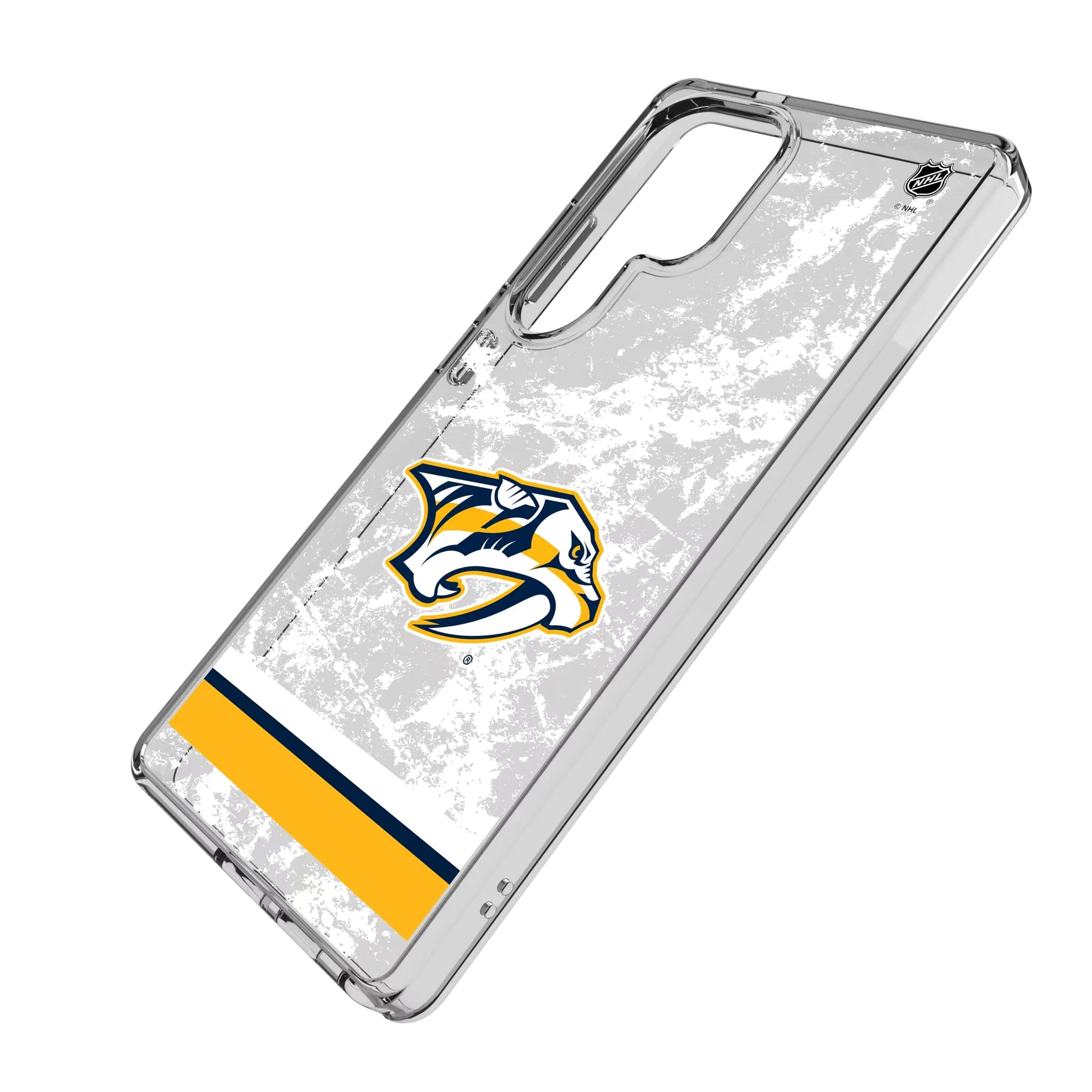 Nashville Predators Ice Stripe Galaxy Clear Phone Case for Samsung Galaxy - Isometric View#Device_Galaxy S25 Ultra