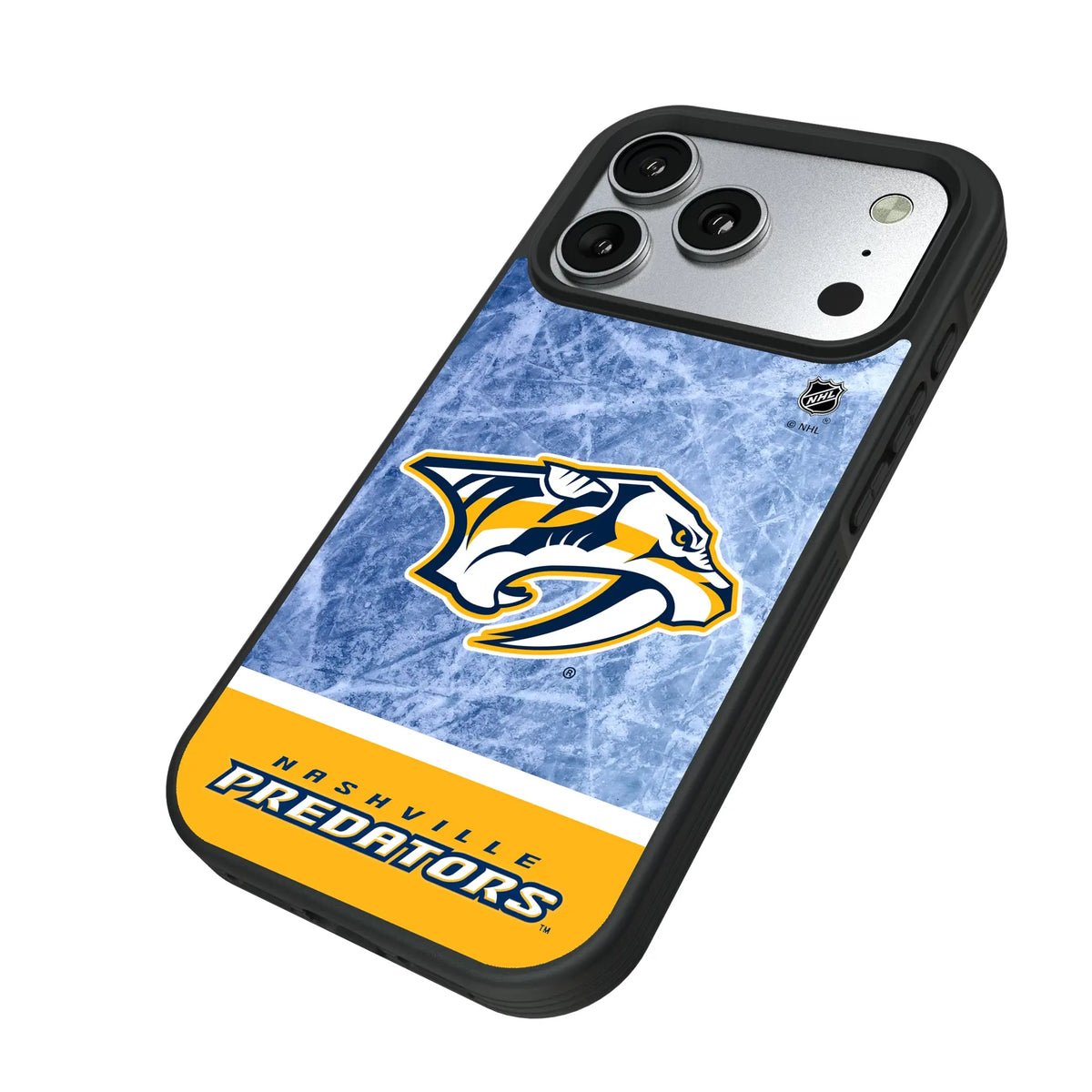 Nashville Predators Ice Wordmark iPhone Bump Phone Case for Apple iPhone - Isometric View#Device_iPhone 17 Pro