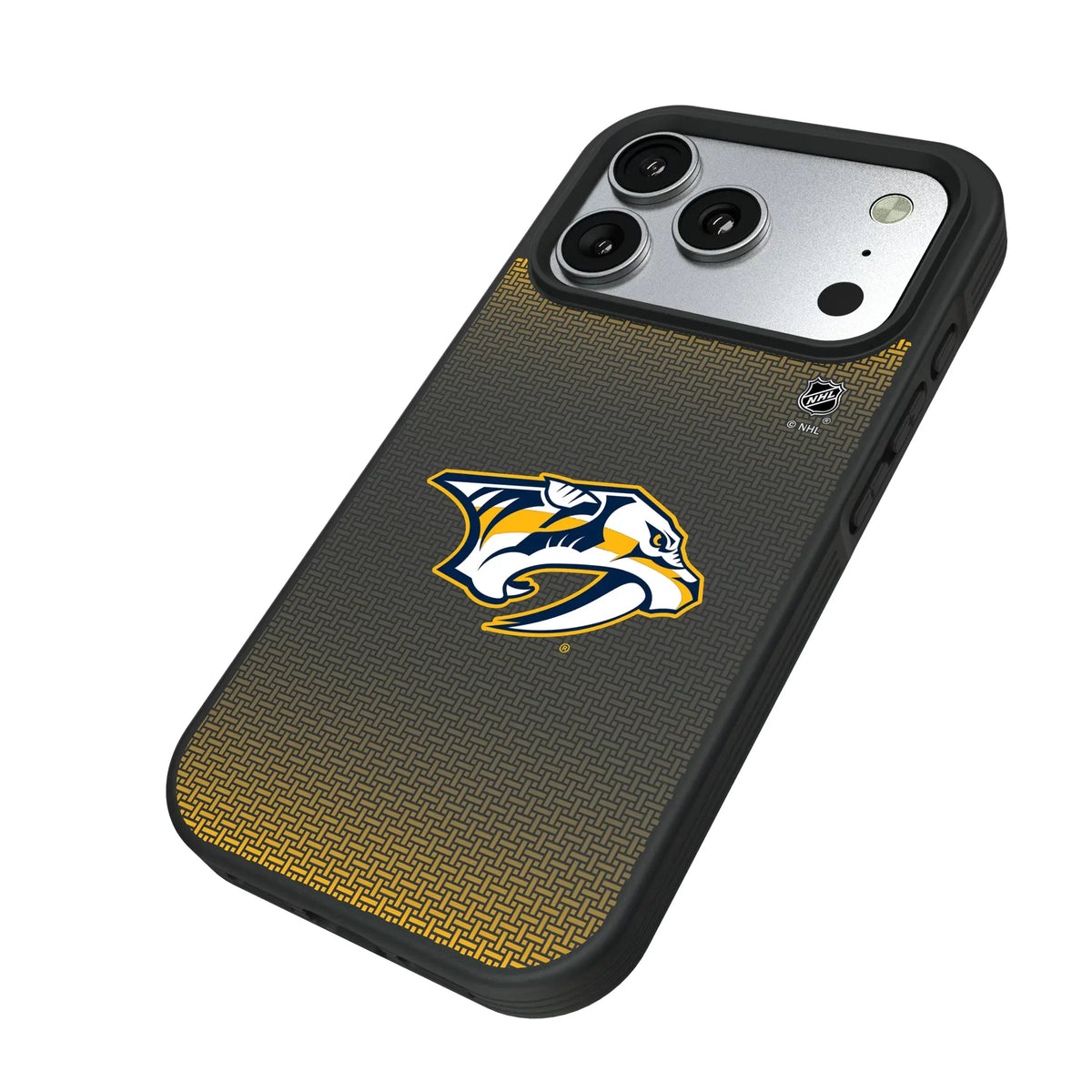 Nashville Predators Linen iPhone Bump Phone Case for Apple iPhone - Isometric View#Device_iPhone 17 Pro