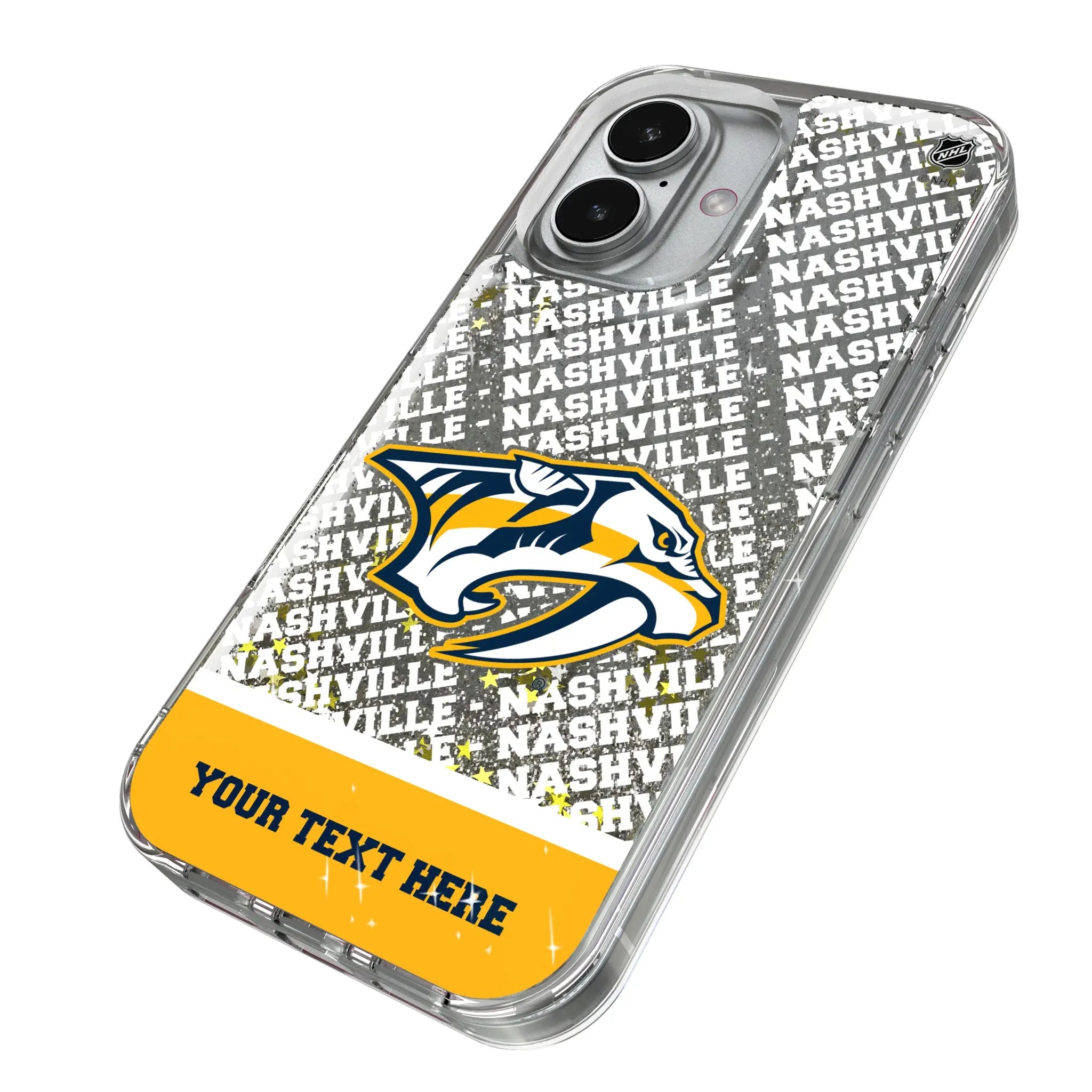 Nashville Predators Personalized EndZone Plus iPhone Glitter Phone Case for Apple iPhone - Isometric View