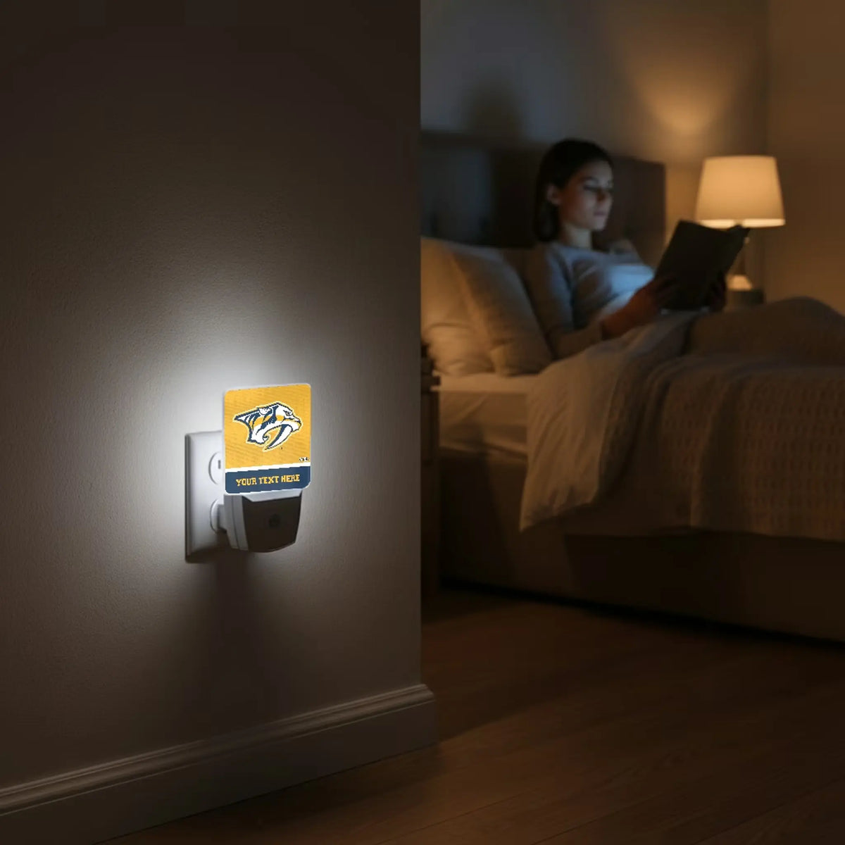 Nashville Predators Personalized Endzone Solid Night Light 2-Pack - Lifestyle