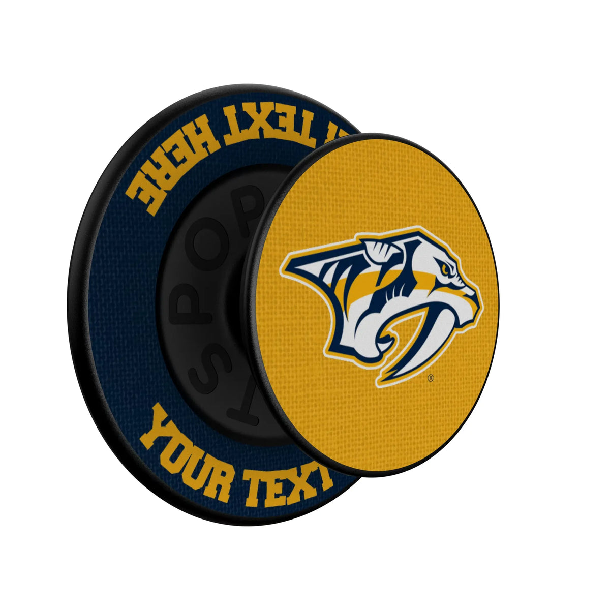 Nashville Predators Personalized Endzone Solid Popsockets Round Magnetic - Isometric View