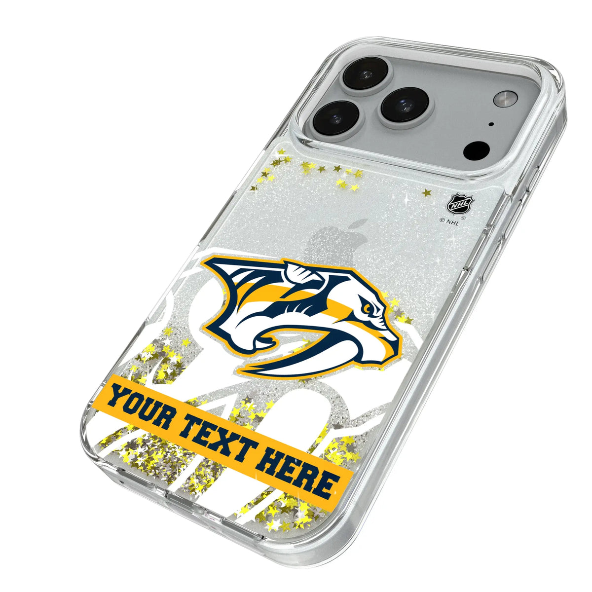 Nashville Predators Personalized Tilt iPhone Glitter Phone Case for Apple iPhone - Isometric View#Device_iPhone 18 Pro