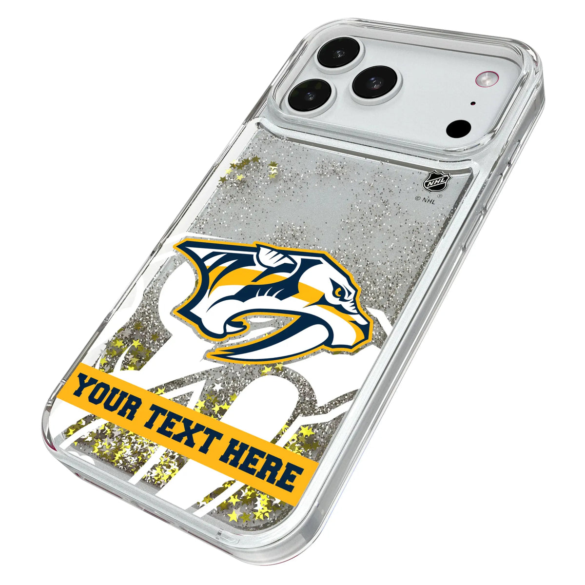 Nashville Predators Personalized Tilt iPhone Glitter Phone Case for Apple iPhone - Isometric View#Device_iPhone 18 Pro Max