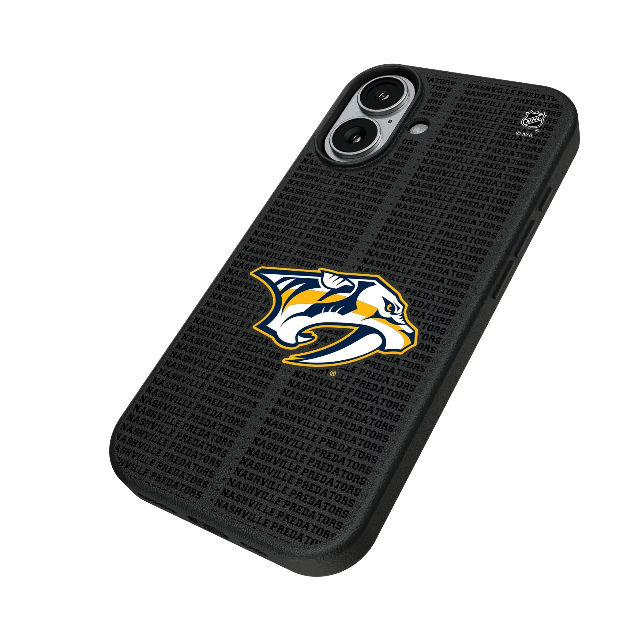 Nashville Predators Text Backdrop iPhone MagSafe Compatible Phone Case for Apple iPhone - Isometric View#Device_iPhone 17