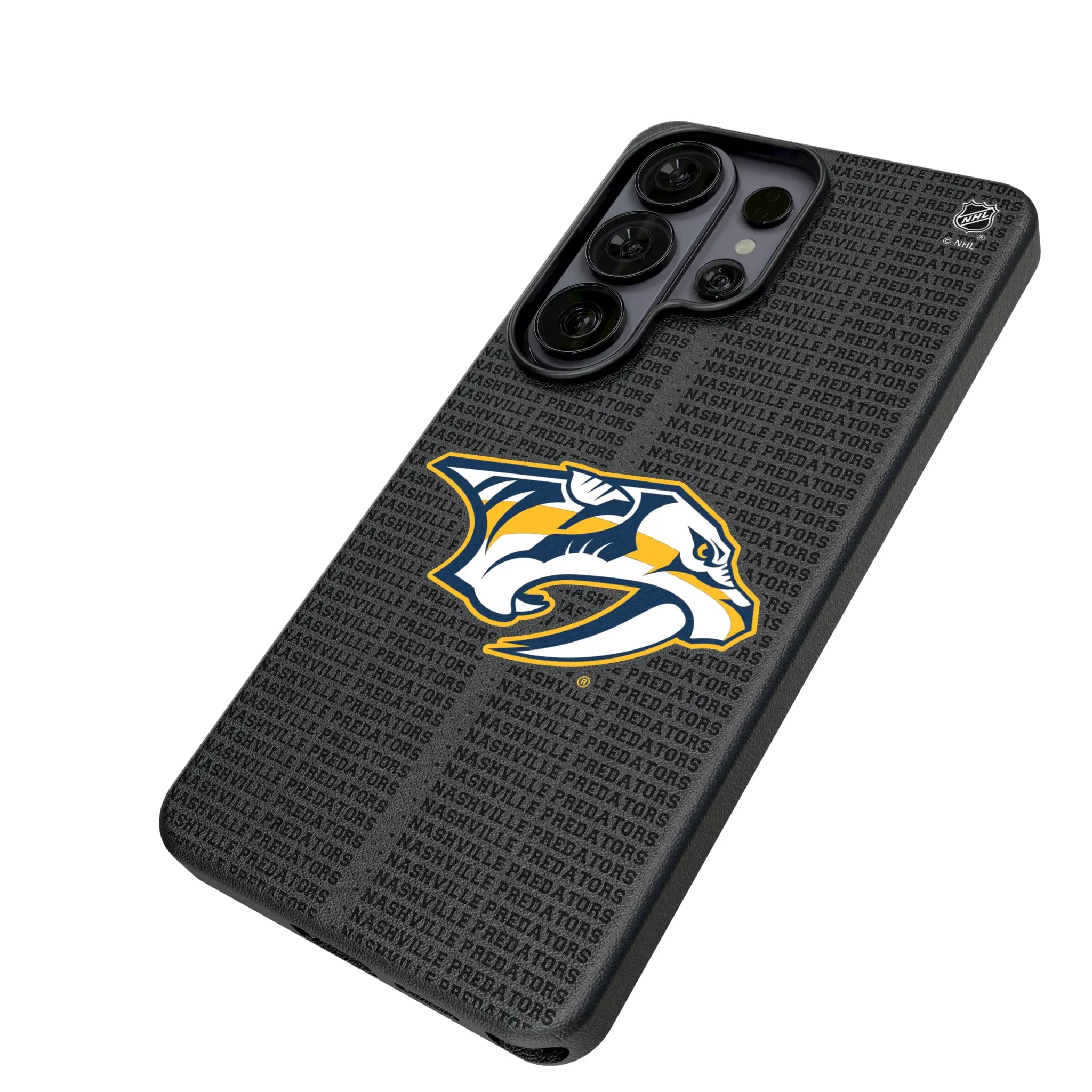 Nashville Predators Text Backdrop Galaxy MagSafe Compatible Phone Case for Samsung Galaxy - Isometric View#Device_Galaxy S26 Ultra