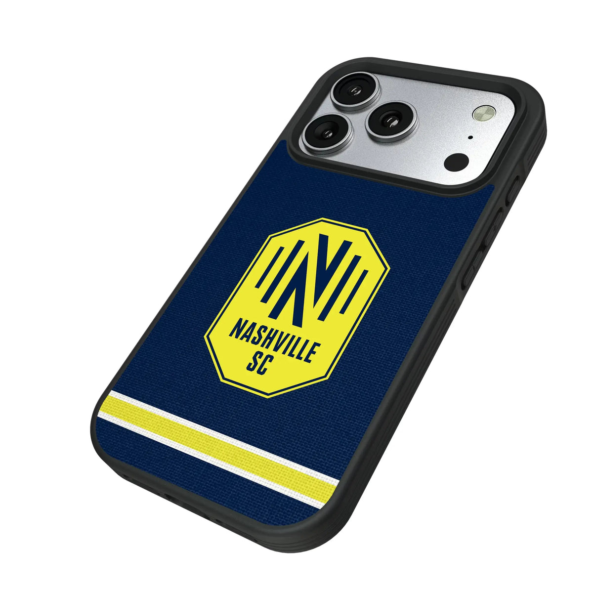 Nashville SC Stripe iPhone Bump Phone Case for Apple iPhone - Isometric View#Device_iPhone 17 Pro