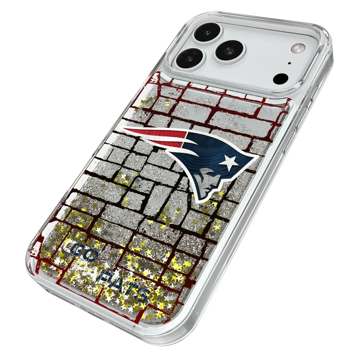 New England Patriots Brick iPhone Glitter Phone Case for Apple iPhone - Isometric View#Device_iPhone 18 Pro Max