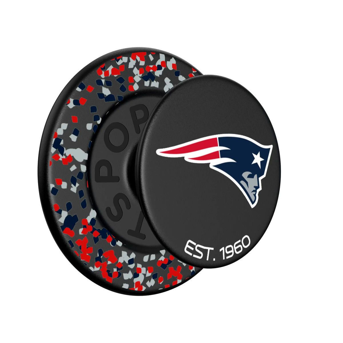 New England Patriots Confetti Popsockets Round Magnetic - Isometric View